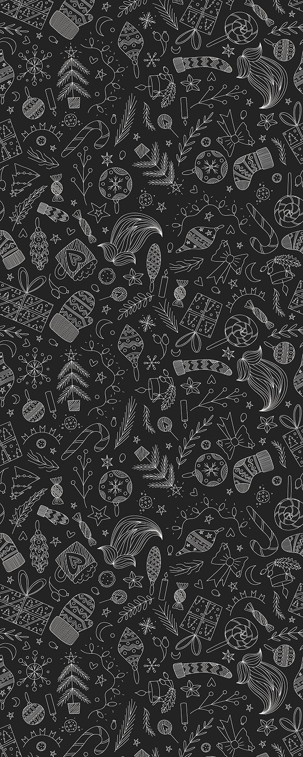 600x1500 Moody Nordic Christmas Pattern, Phone