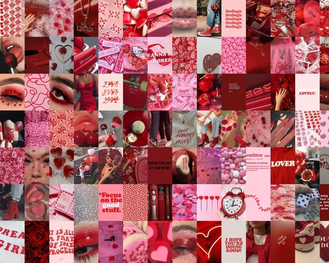 1130x900 Lovecore Wall Collage Kit Valentines Day Collage Kit Red, Desktop