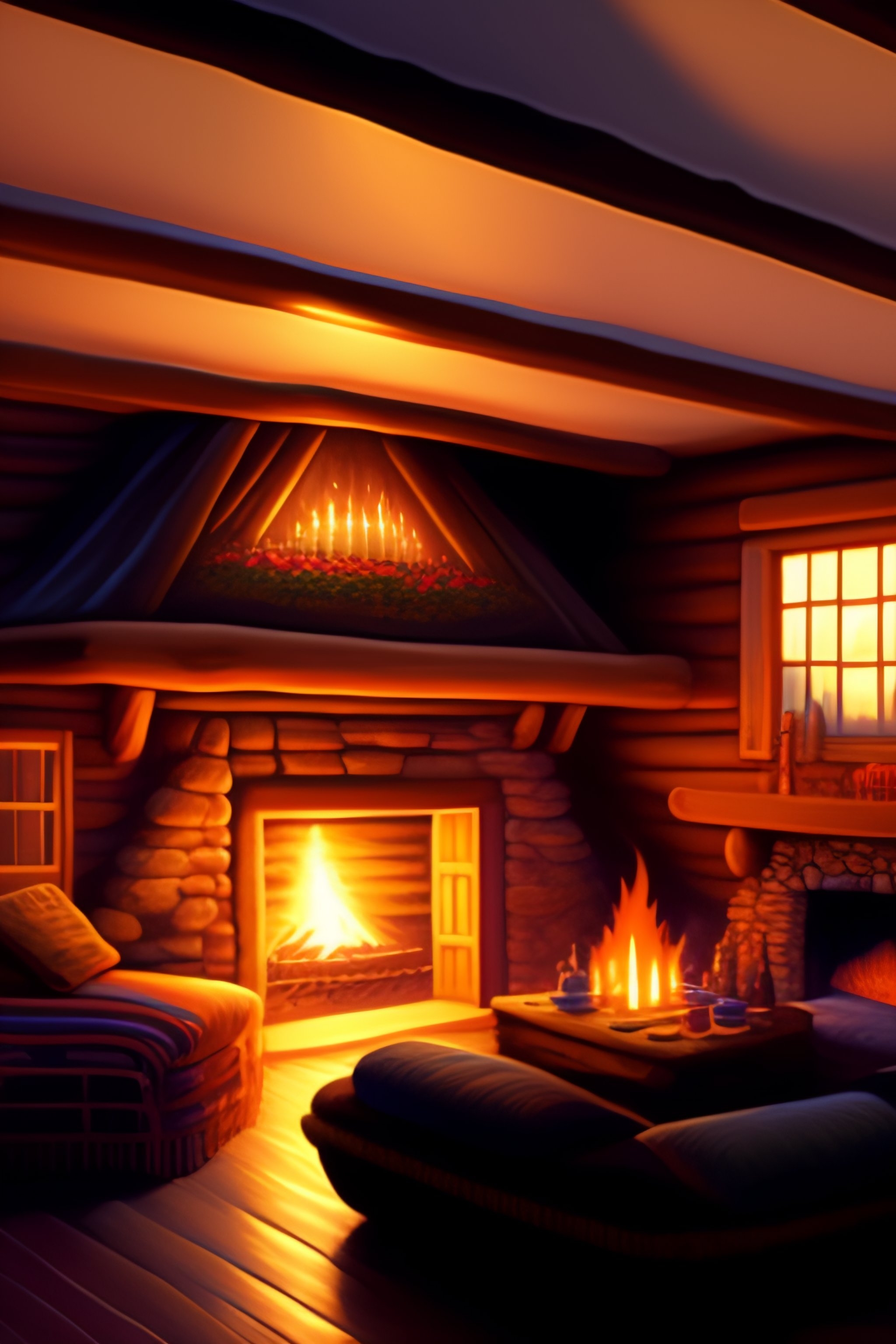 2050x3080 cozy wooden house with a fireplace, Phone