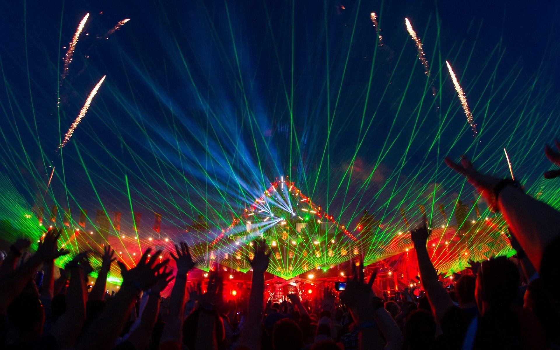 1920x1200 Wallpaper, hands, night, fireworks, crowds, music festival, light, Desktop