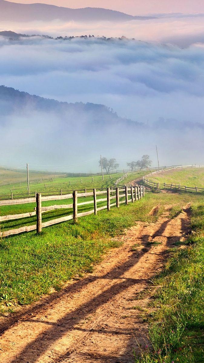 680x1200 Fog Clouds Over Mountains Country Farmes IPhone Wallpaper. IPhone, Phone