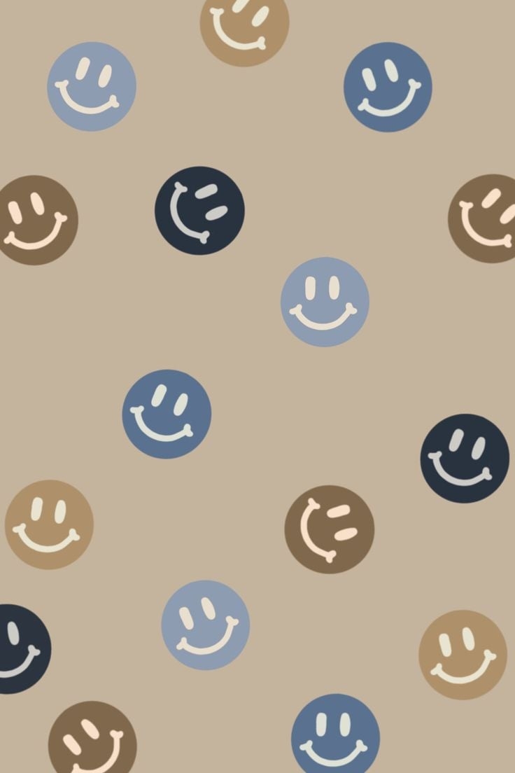 740x1110 Navy & Brown Smiley Face Background. Cute patterns wallpaper, Cute wallpaper, Funky wallpaper, Phone