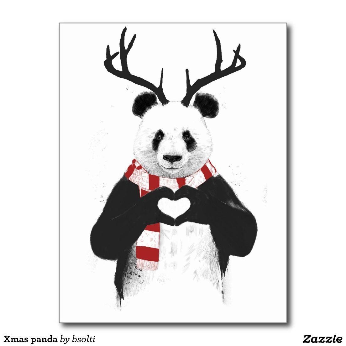 1110x1110 Xmas panda holiday postcard. p a n d a. Panda, Panda, Phone