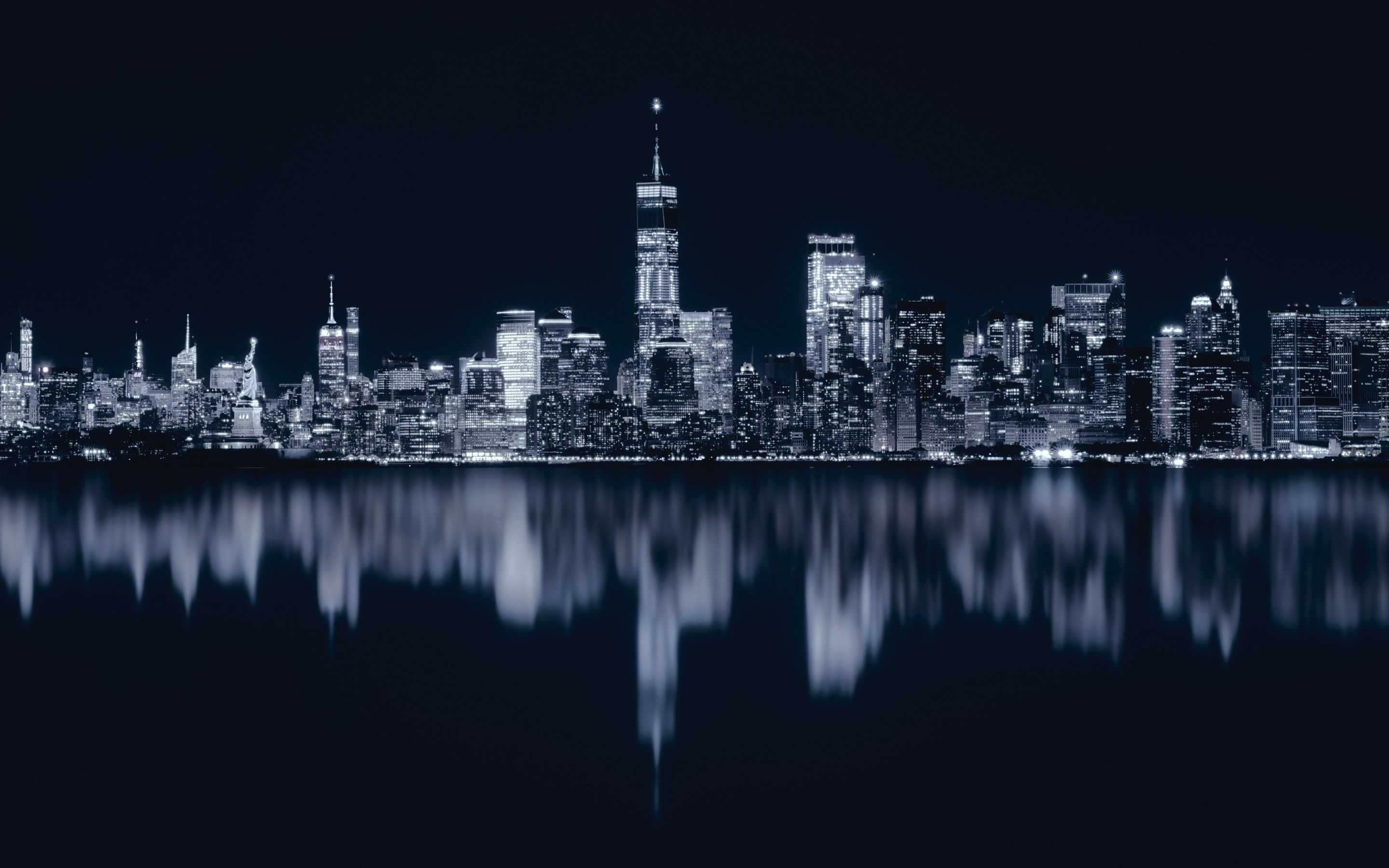 2880x1800 New York City Wallpaper 4K, Night, Cityscape, City lights, Desktop