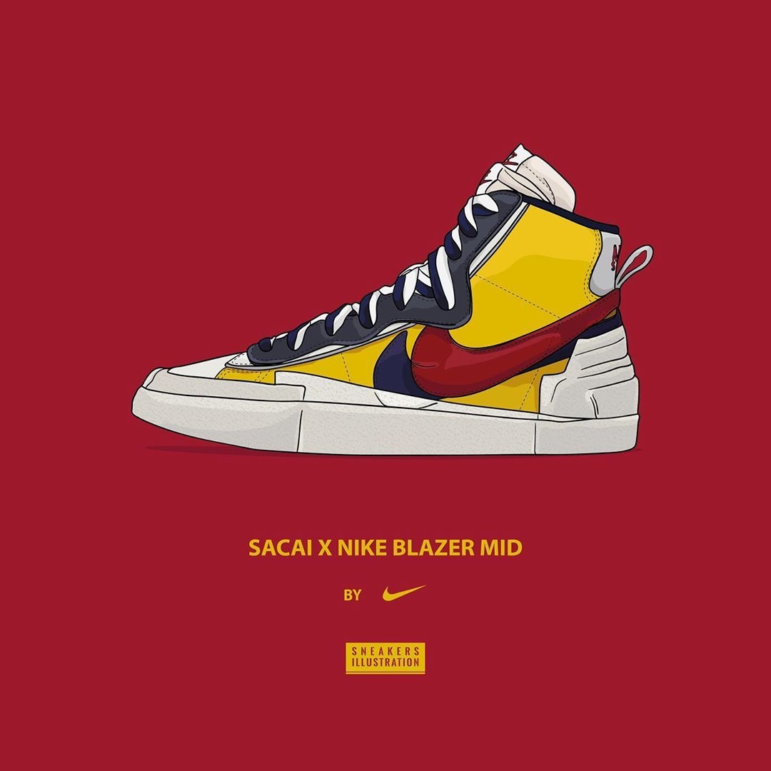 1080x1080 Instagram 上的 Sneaker Illustration：「 Sacai x Nike Blazer Mid by Nike. If you interest on it pls inbox me!. #sn. Sneakers drawing, Sneakers illustration, Sneakers, Phone