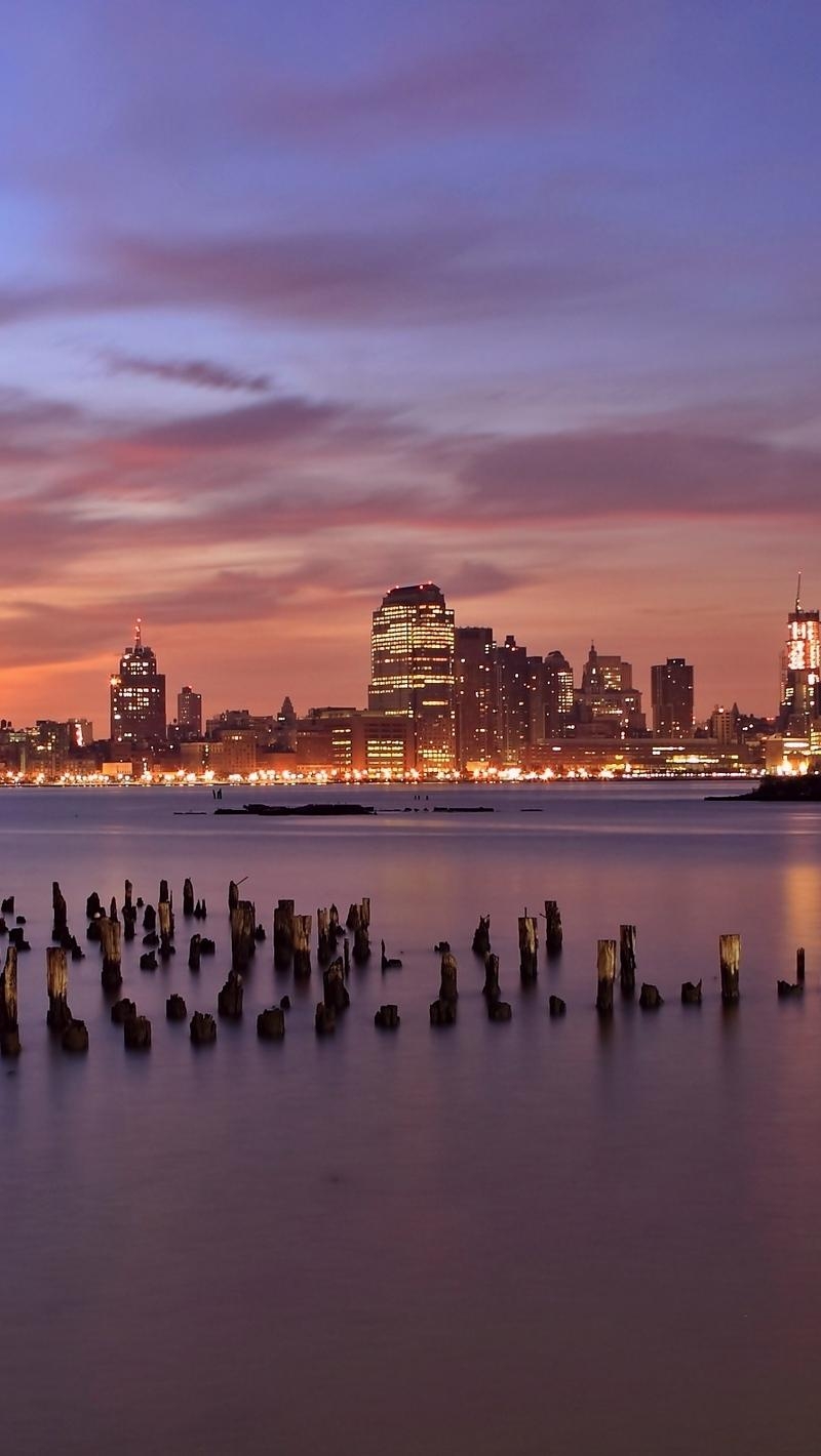 800x1420 Download wallpaper  usa, jersey city, new jersey, evening, Phone