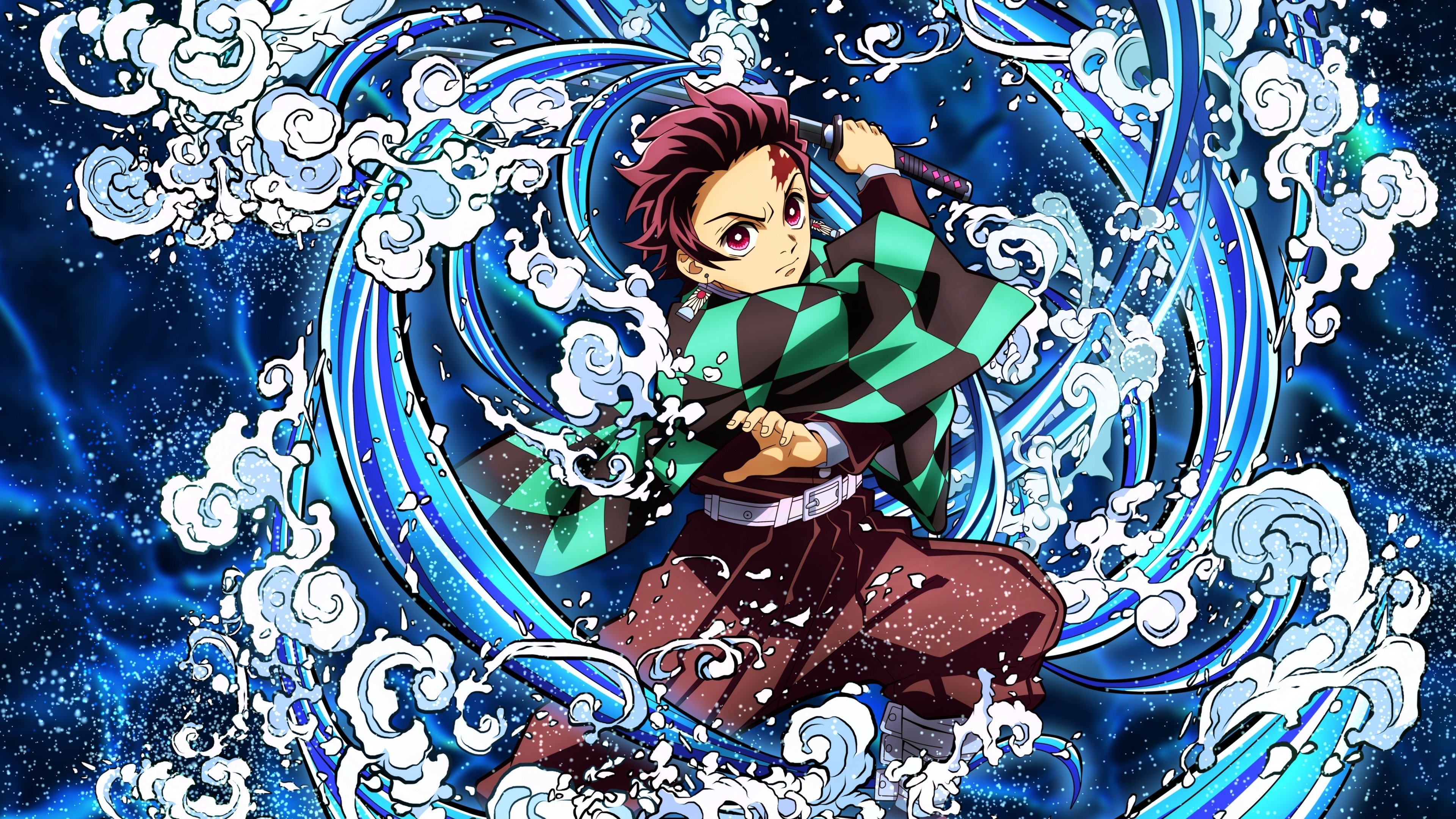 3840x2160 Demon Slayer Tanjiro Kamado Water Breathing 5K Wallpaper, Desktop