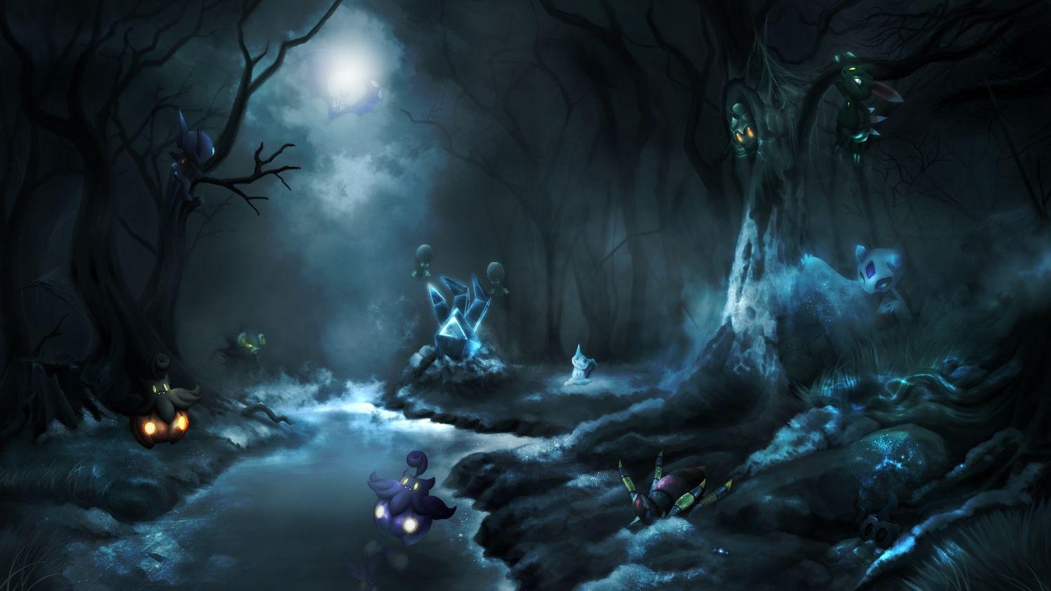 1500x850 ariados clouds dark elgyem froslass halloween luxray marshadow, Desktop