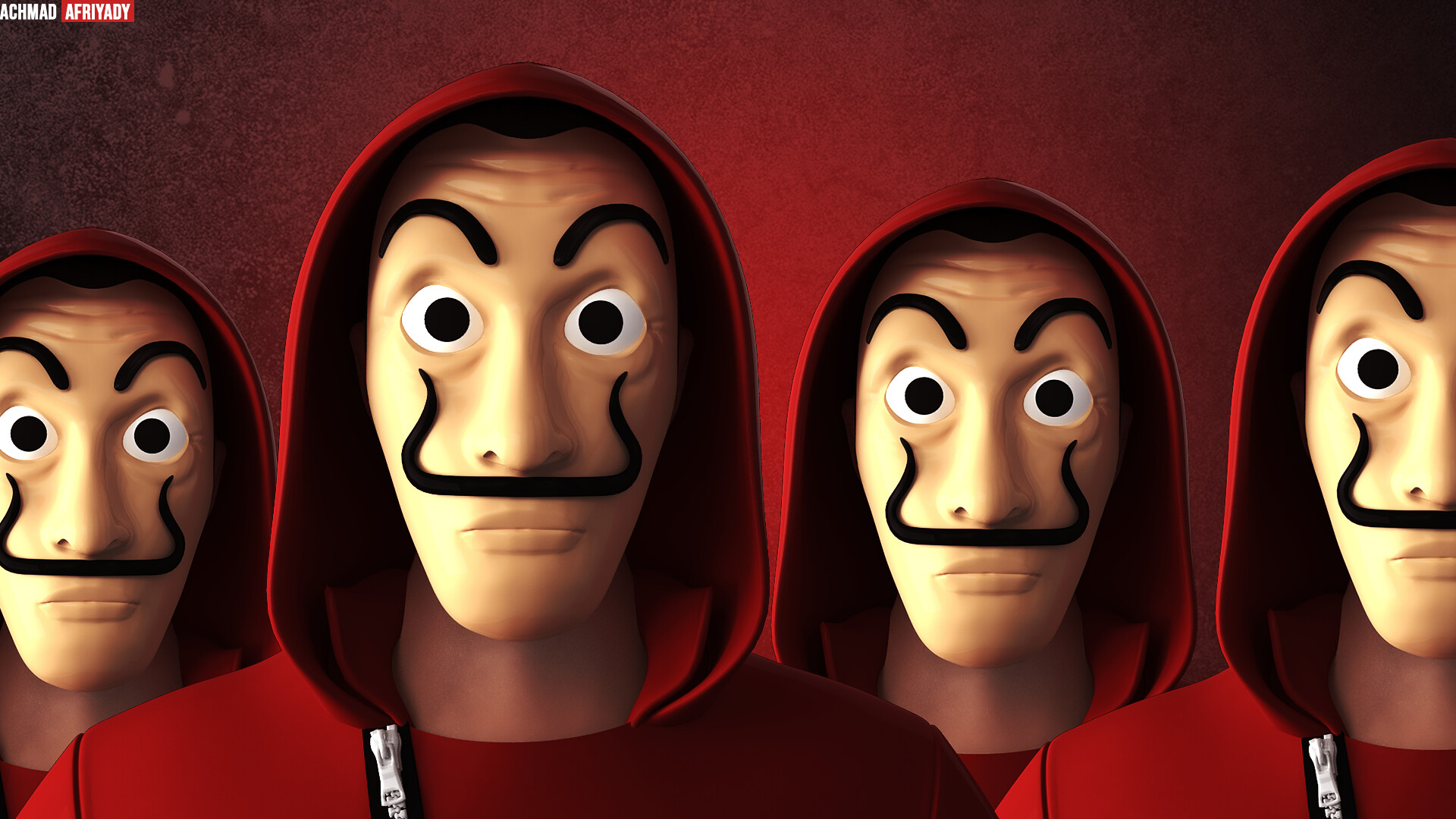 1920x1080 Money Heist Mask and Red Jumpsuit, Achmad Afriyady, Desktop