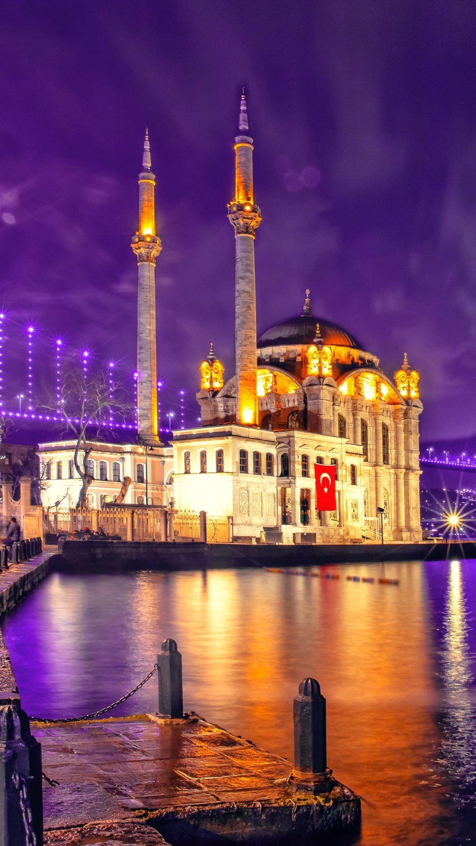 940x1670 Download wallpaper  mosque, architecture, night city, Phone