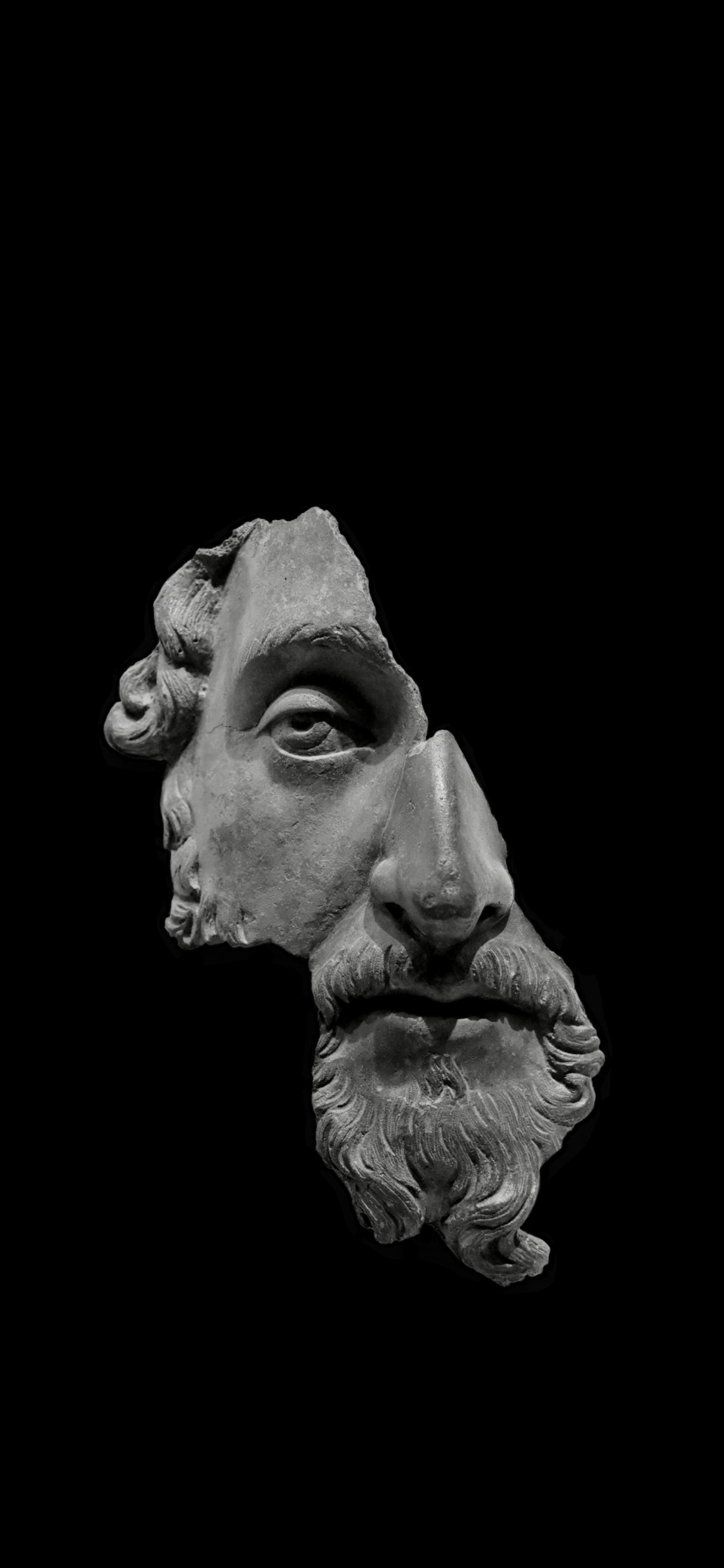 1130x2440 Marcus Aurelius iPhone X Wallpaper, fragment of bronze portrait (1125 × 2436), Phone