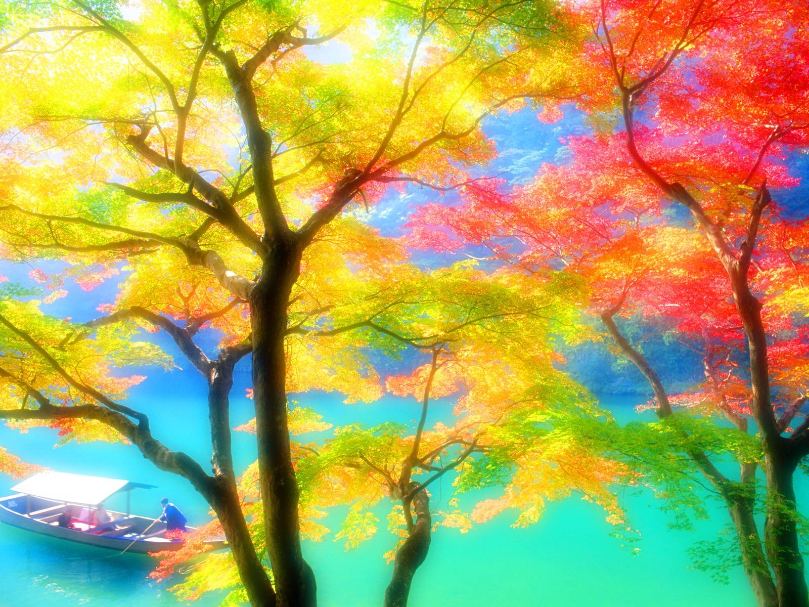 1600x1200 Download Trees Colorful Wallpaper, Desktop