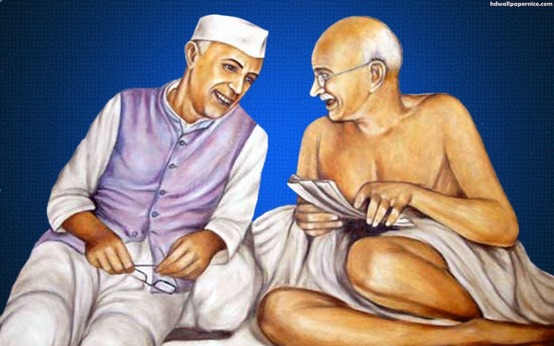 1920x1200 Mahatma Gandhi And Jawaharlal Nehru Paintings HD Wallpaper, Desktop