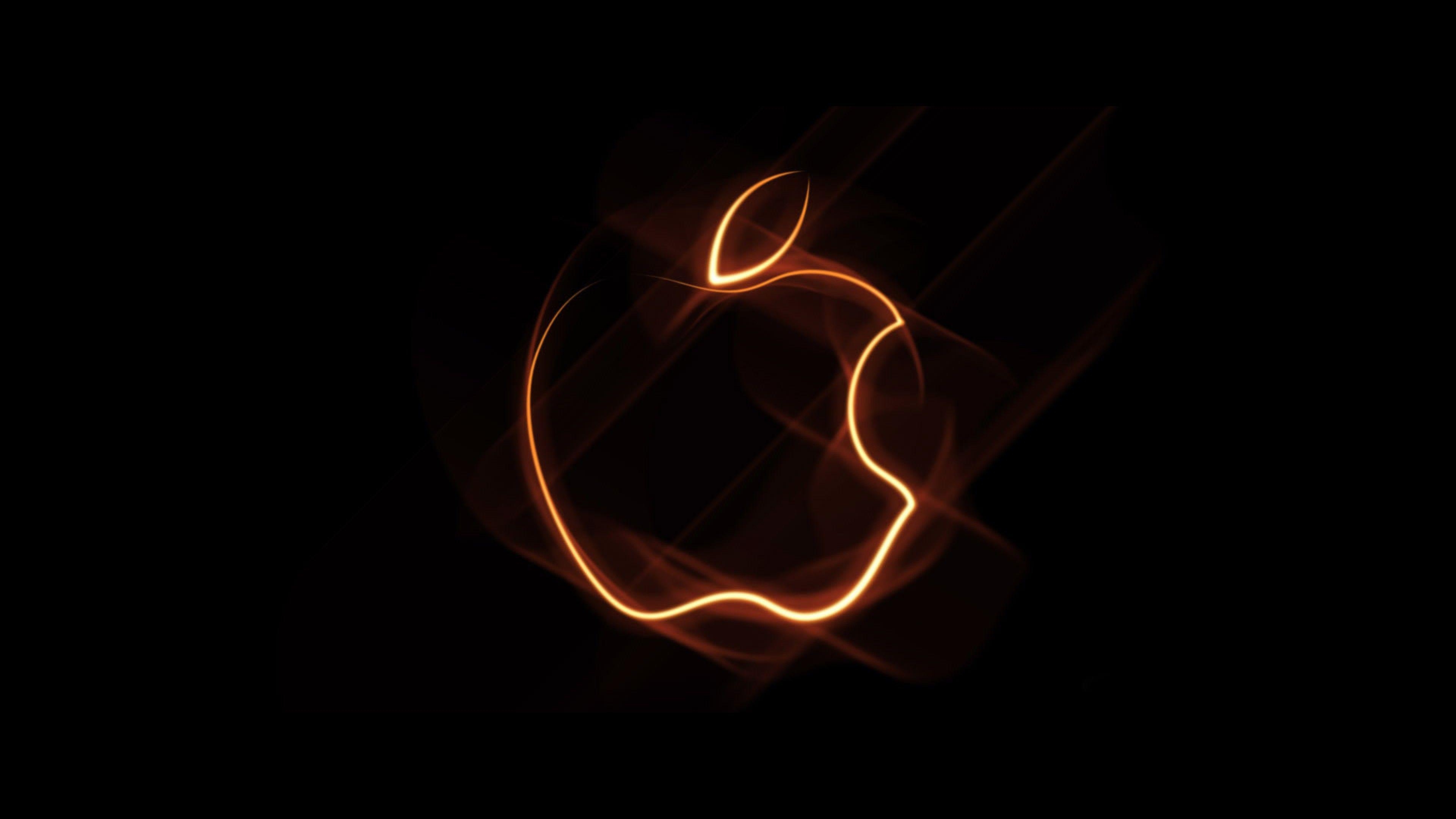 3840x2160 Orange Outline Apple Logo Wallpaper for Desktop and Mobiles 4K Ultra, Desktop