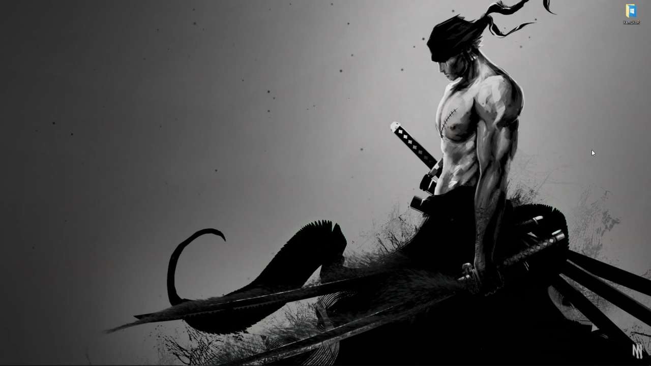 1280x720 Black and white Roronoa Zoro live wallpaper on desktop, Desktop