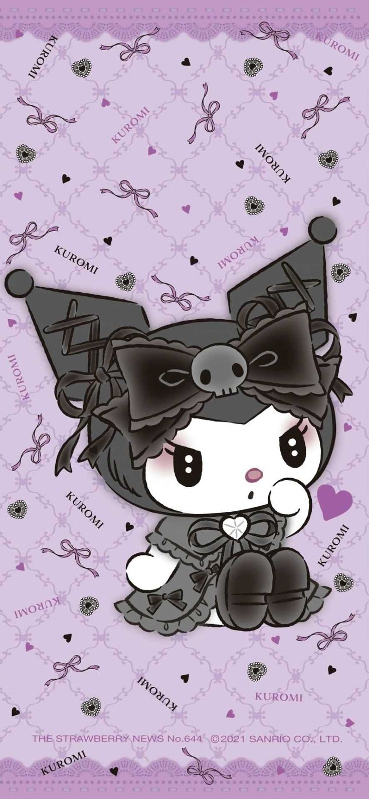 740x1600 Kuromi Wallpaper Explore more Black Hat, Cute, Kuromi, My Melody's, Pink Skull wallpa. Walpaper hello kitty, Hello kitty background, Hello kitty iphone wallpaper, Phone