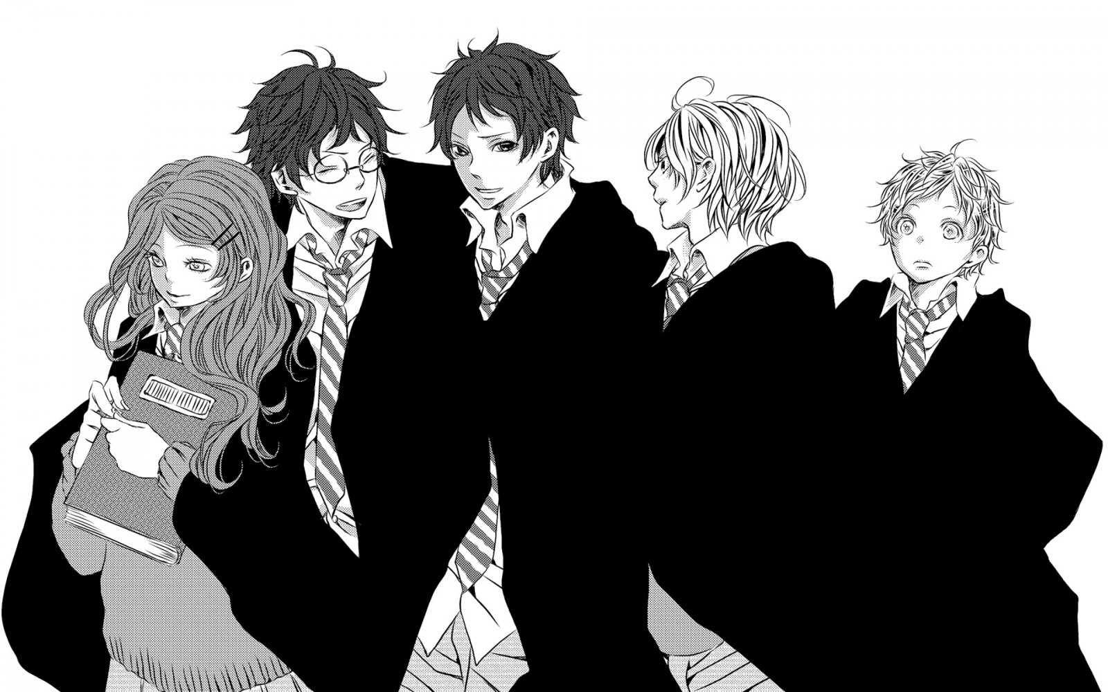 1600x1000 Wallpaper, drawing, illustration, cartoon, Harry Potter, Sirius Black, crowd, sketch, black and white, monochrome photography, lily evans, james potter, remus lupin, peter pettigrew 1920x1200, Desktop