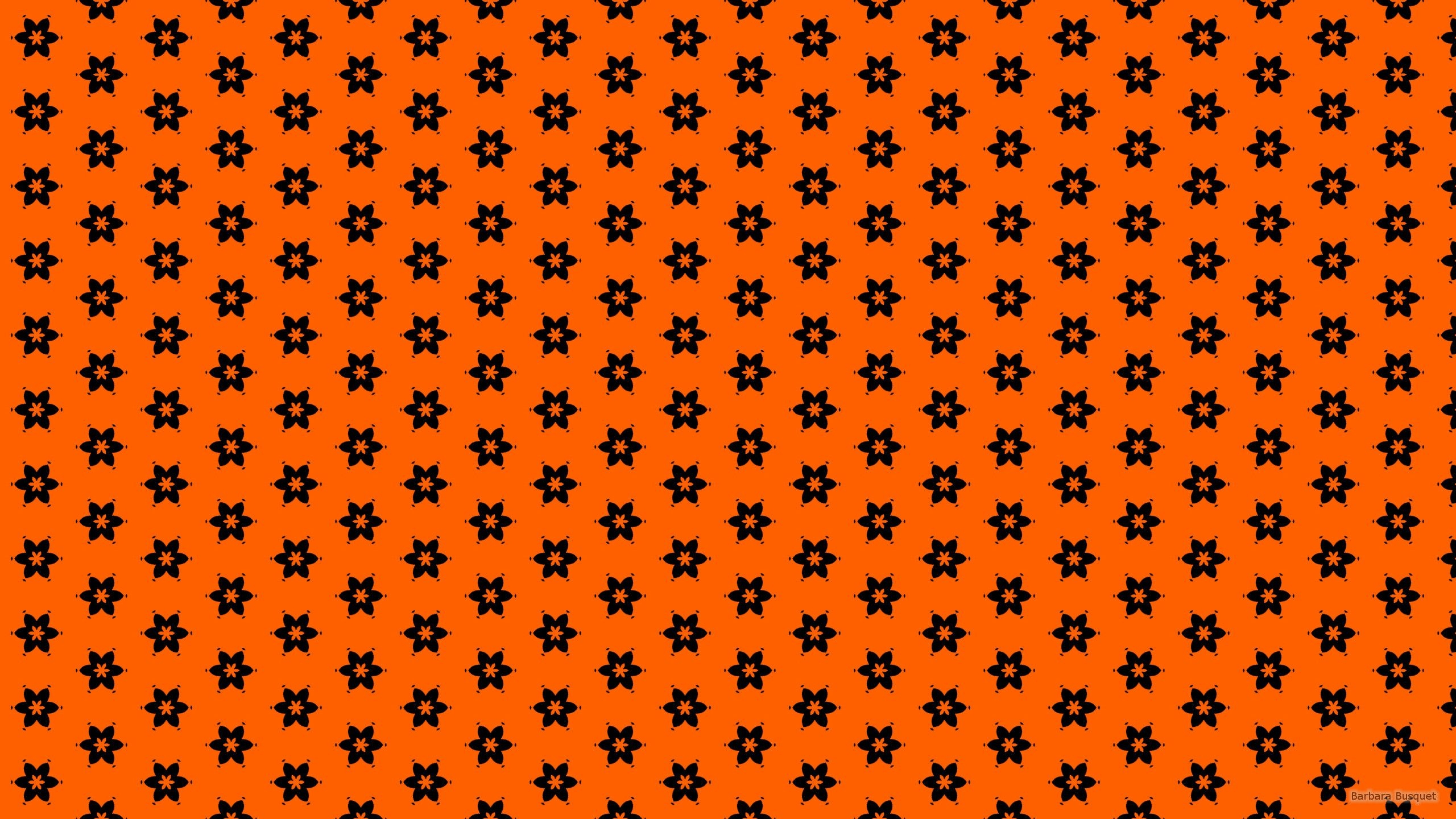 2560x1440 Black flower on orange background's HD Wallpaper, Desktop