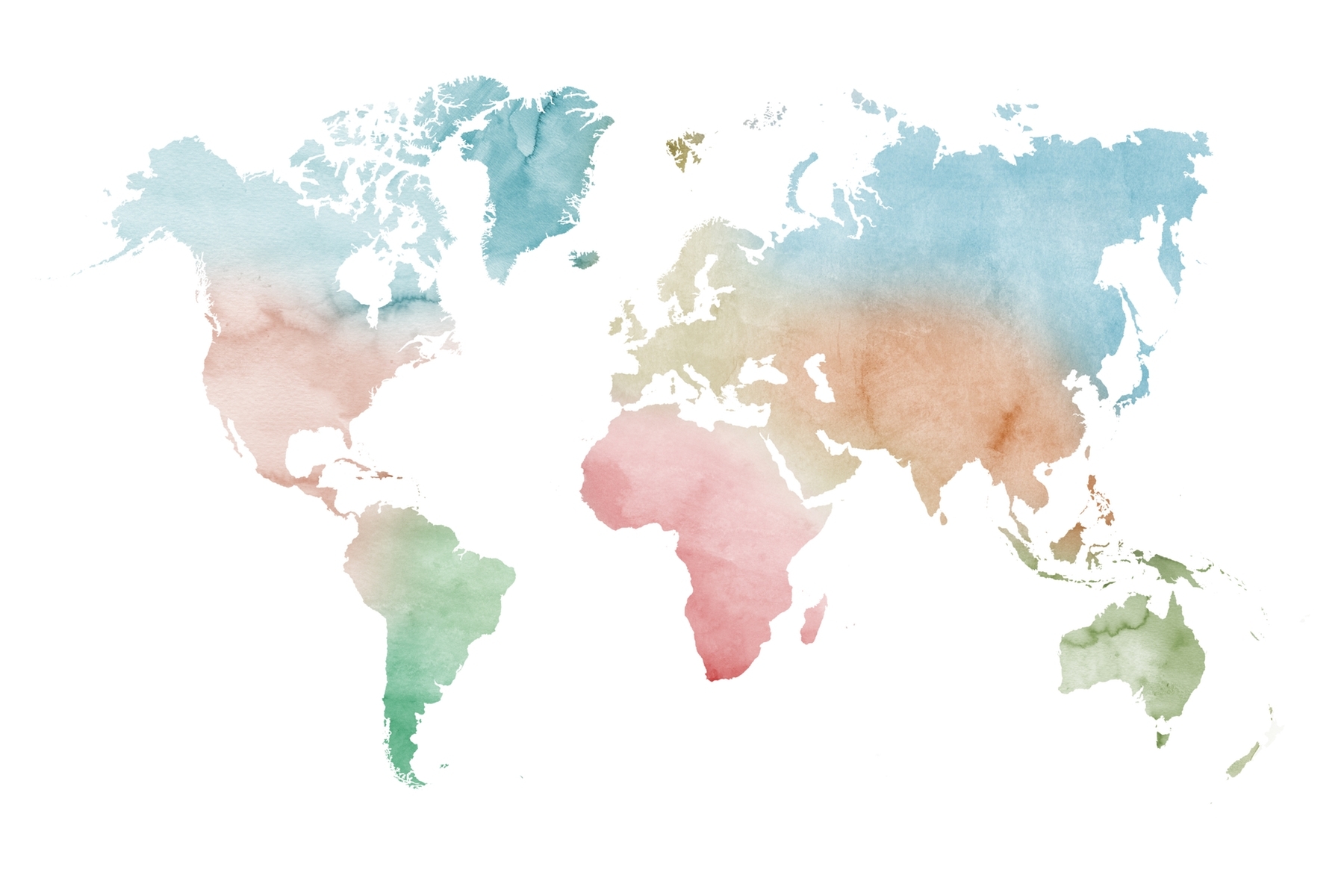 1800x1200 Buy Pastels watercolor world map wallpaper, Desktop