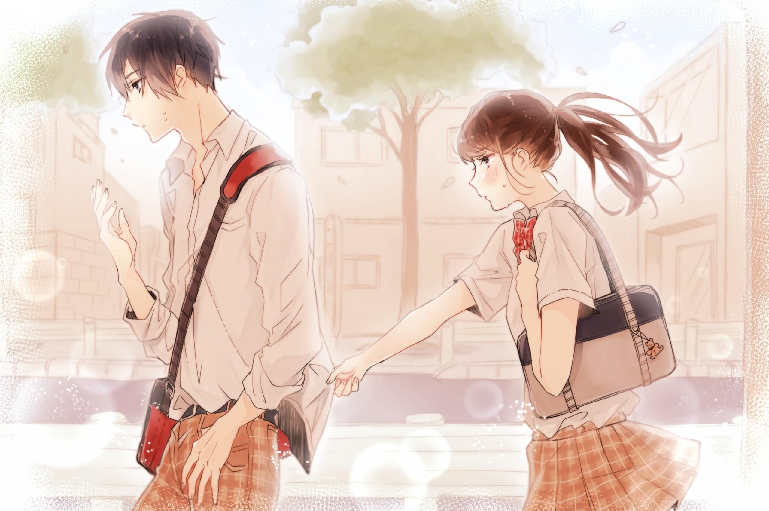 2560x1700 Download  Anime Couple, Shoujo, School Uniform, Desktop