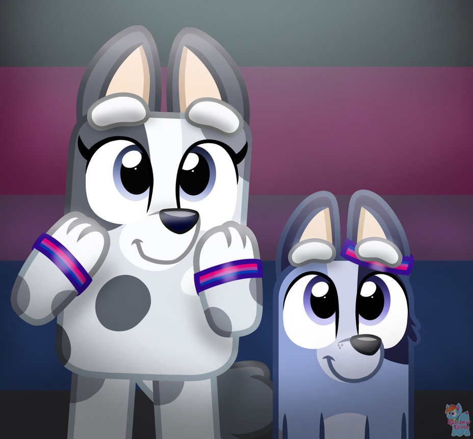 930x870 Safe, Artist:rainbow Eevee, Muffin Heeler (bluey), Socks Heeler ( Bluey), Australian Cattle Dog, Canine, Dog, Mammal, Semi Anthro, Bluey (series), Bisexual, Blue Body, Blue Fur, Duo, Duo Female, Female, Females Only, Fur, Desktop