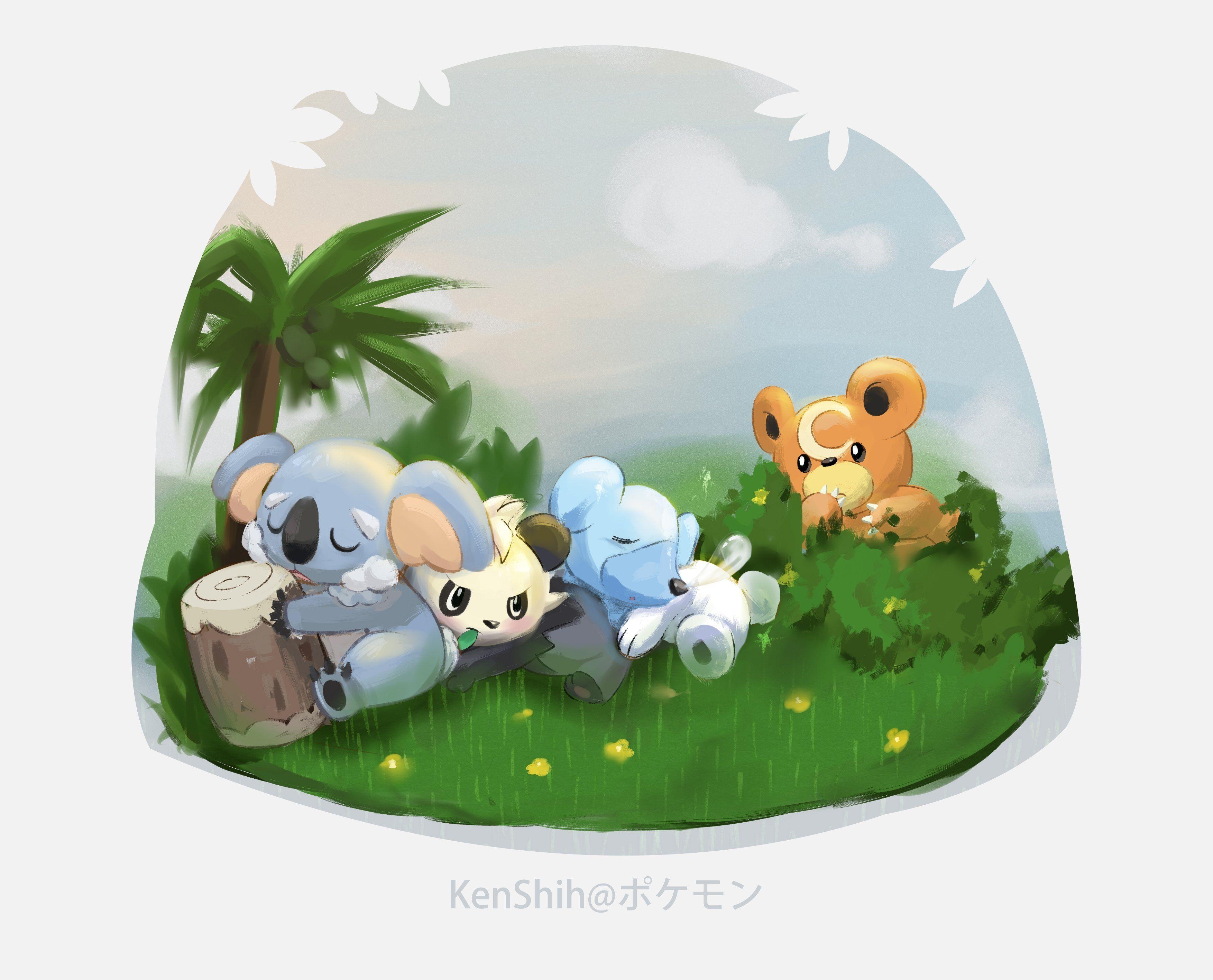 3510x2840 Pokemon Cubchoo Teddiursa Komala Pancham wallpaperx2834, Desktop