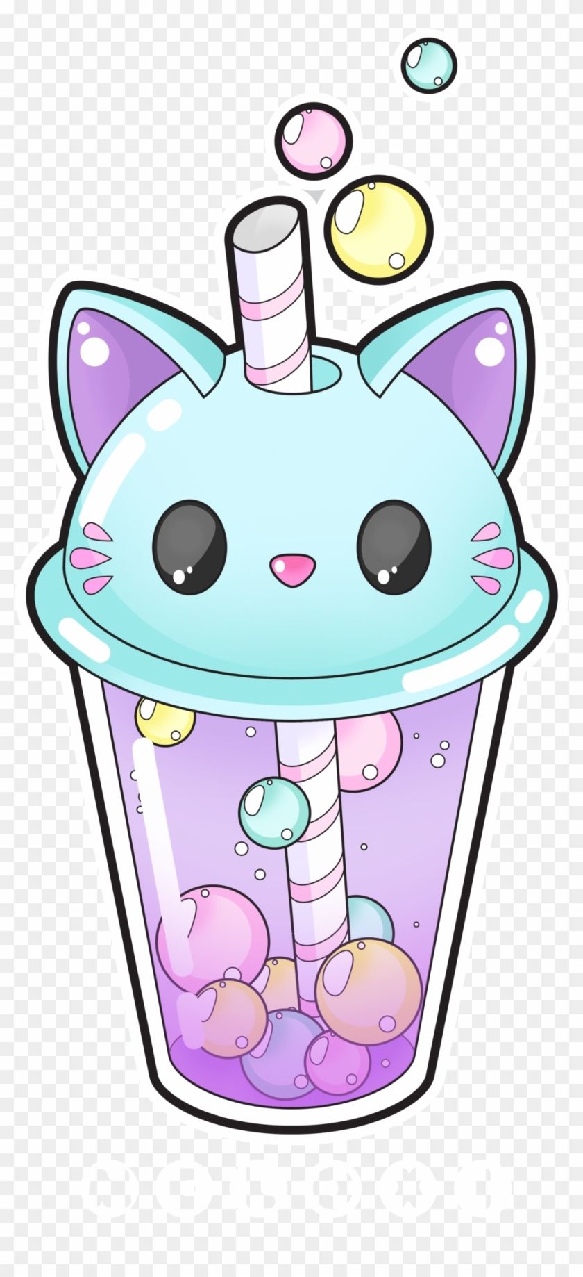 840x1840 Cute Kawaii Background Cat Bubble Tea, HD Png Download , Free Download on Pngix, Phone