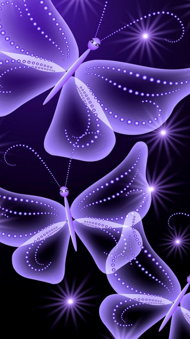 750x1340 Download Wallpaper  Neon, Butterflies, Abstract, Purple, Phone