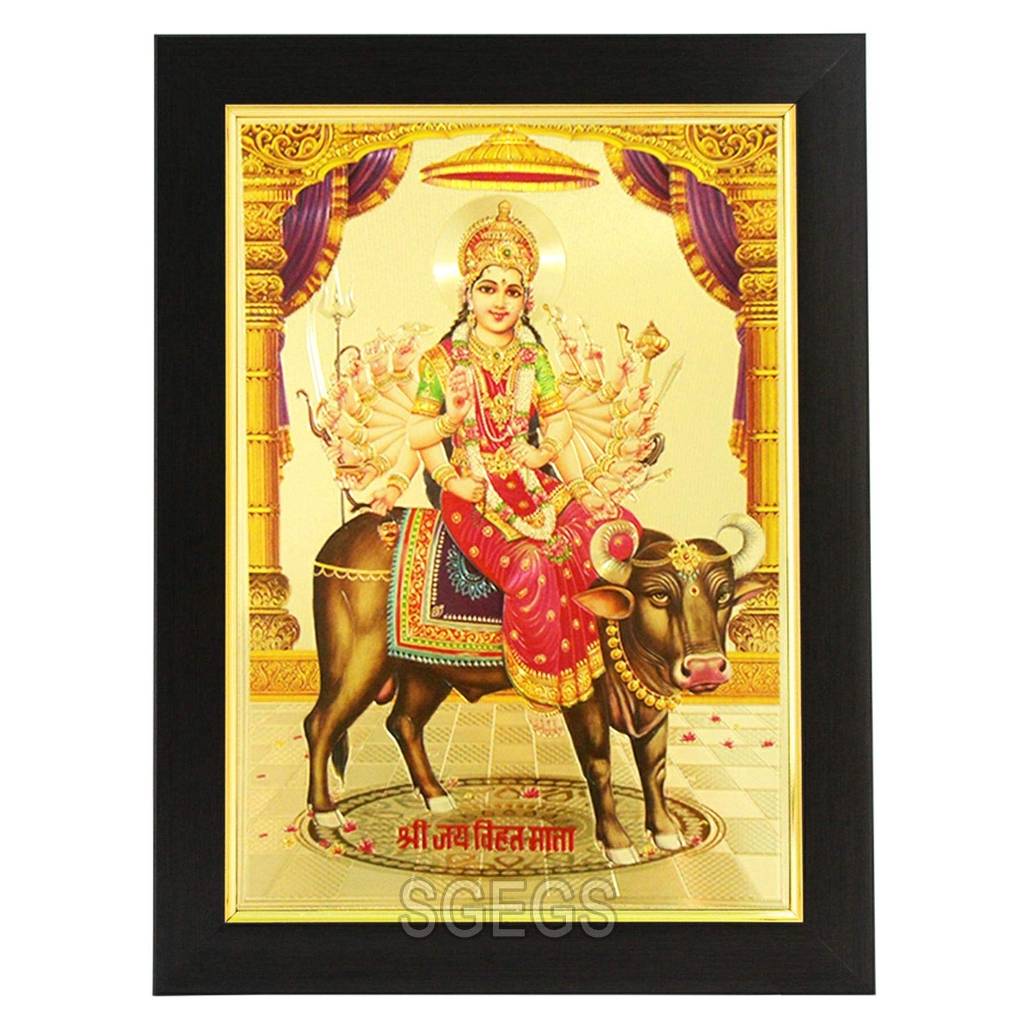 1500x1500 SHREE GANESH ENTERPRISE GIFTING SOLUTIONS Wood Gold Plated Photo Frame of Goddess Vihat Mata (26x1x35 cm, Multicolour), Wall Mount, Amazon.in: Home & Kitchen, Phone