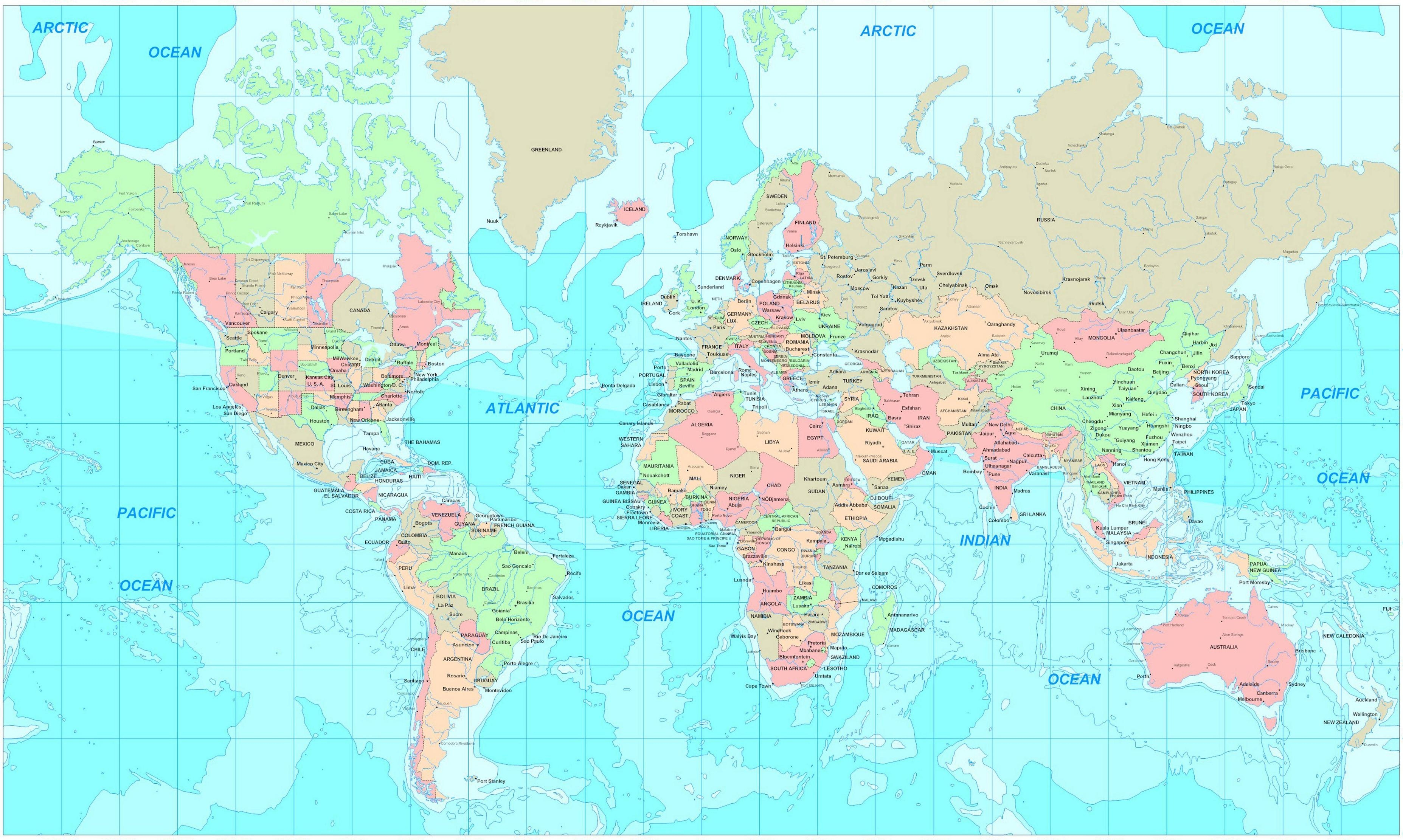 3710x2230 World Map Desktop Background, Desktop