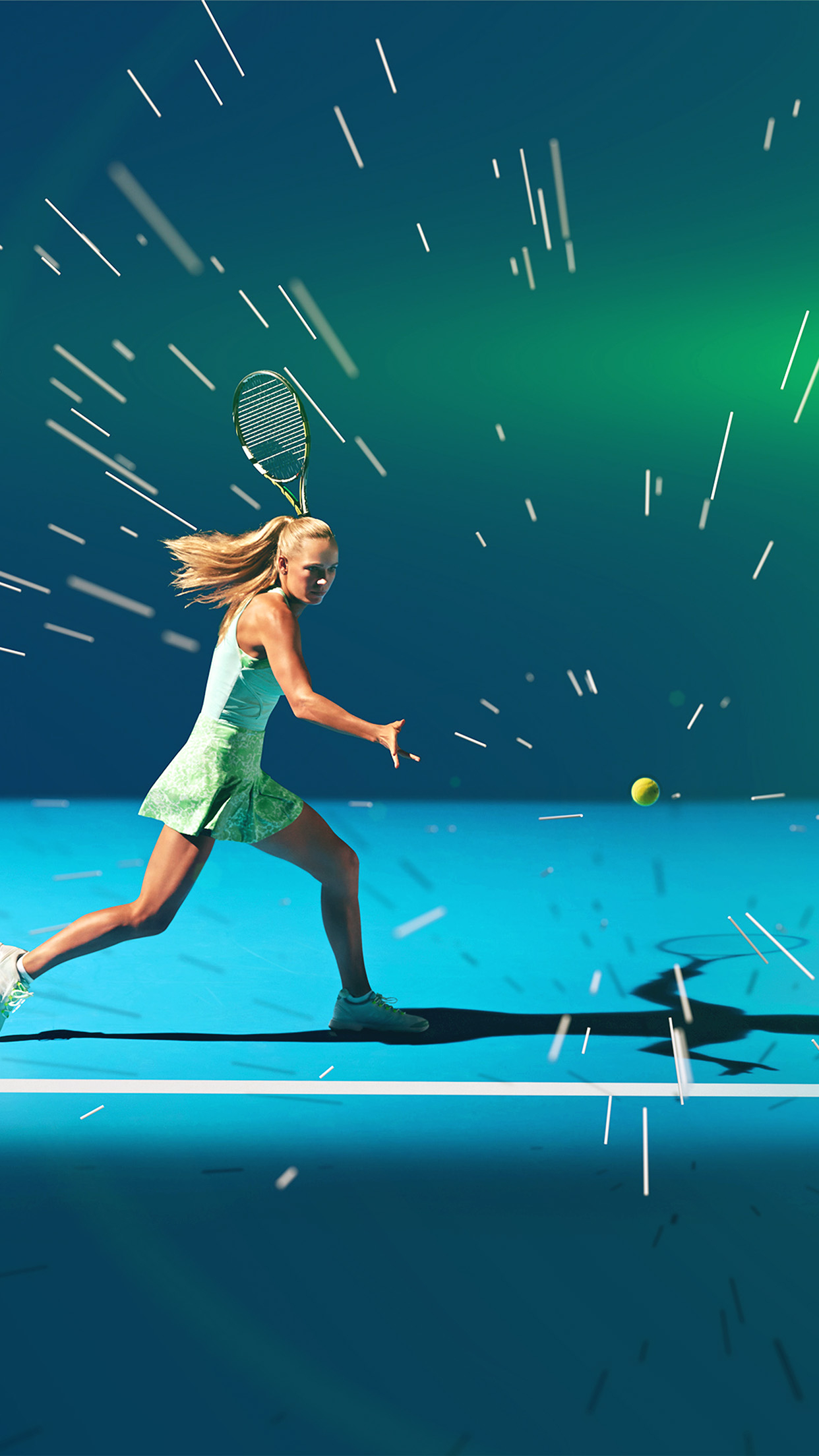 1250x2210 Tennis Girl Blue Sports Illustration Art Flare Wallpaper, Phone