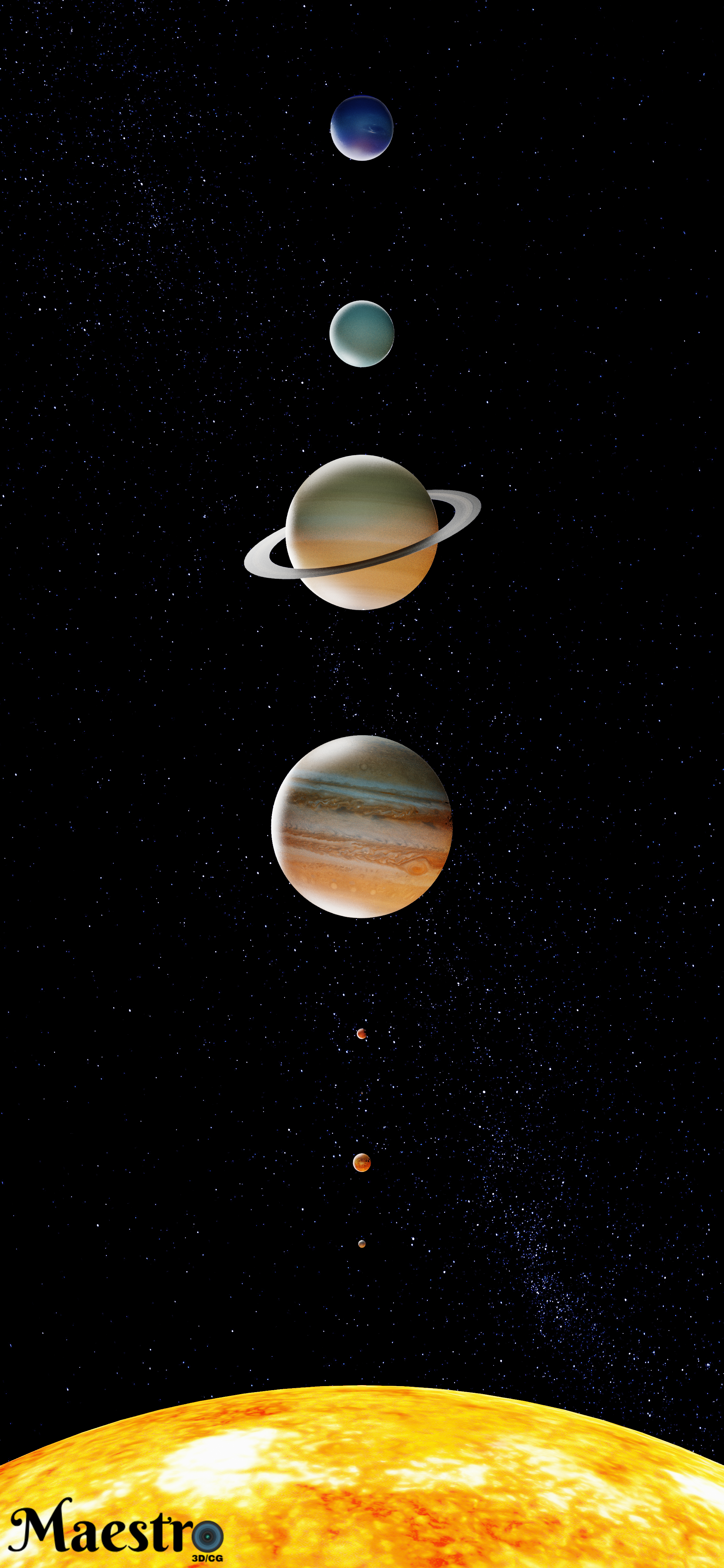 2160x4680 Made a solar system render, about 80% true black for amoled, Phone