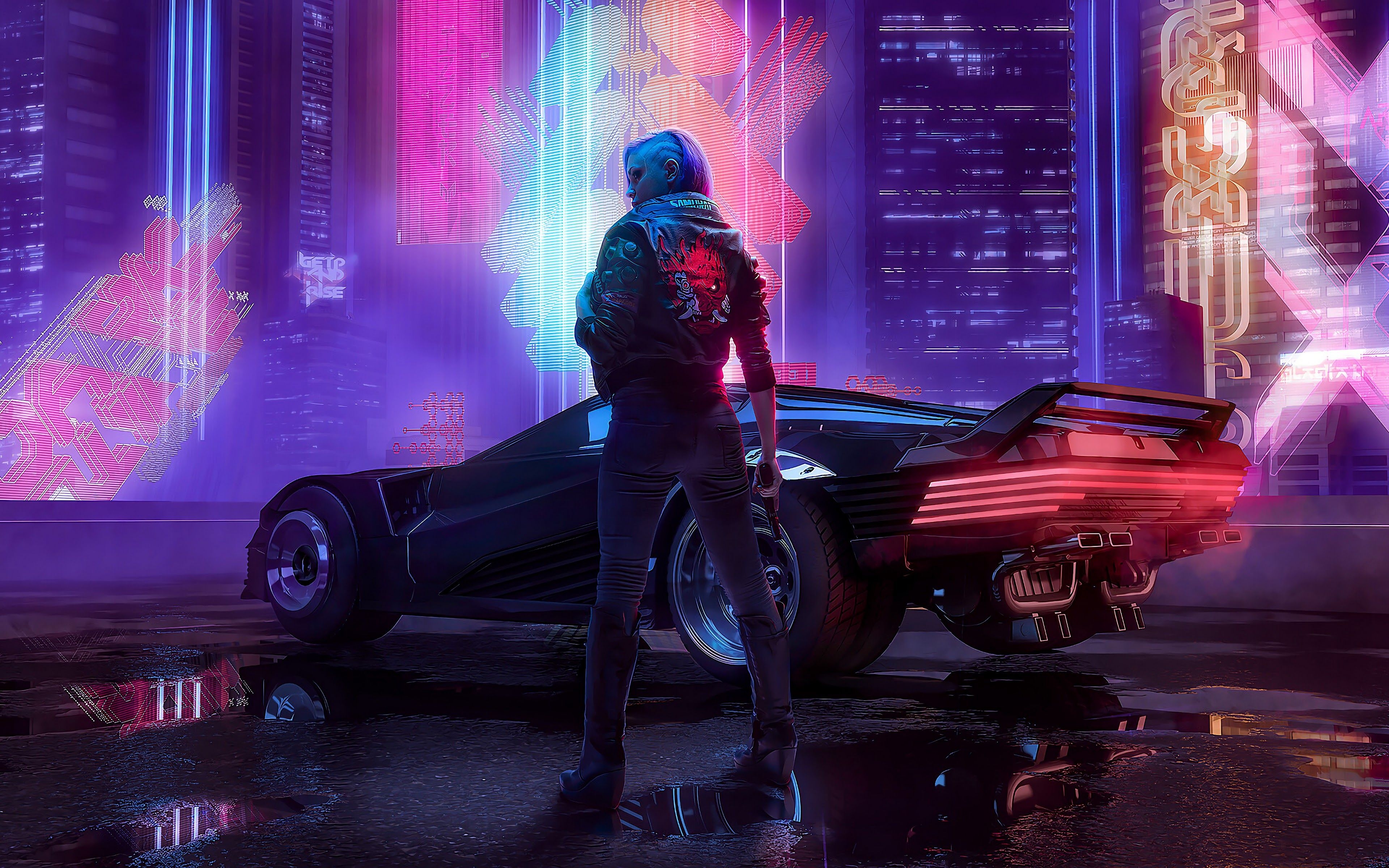 3840x2400 Cyberpunk 2077 V Samurai Jacket Car 4K Wallpaper, Desktop