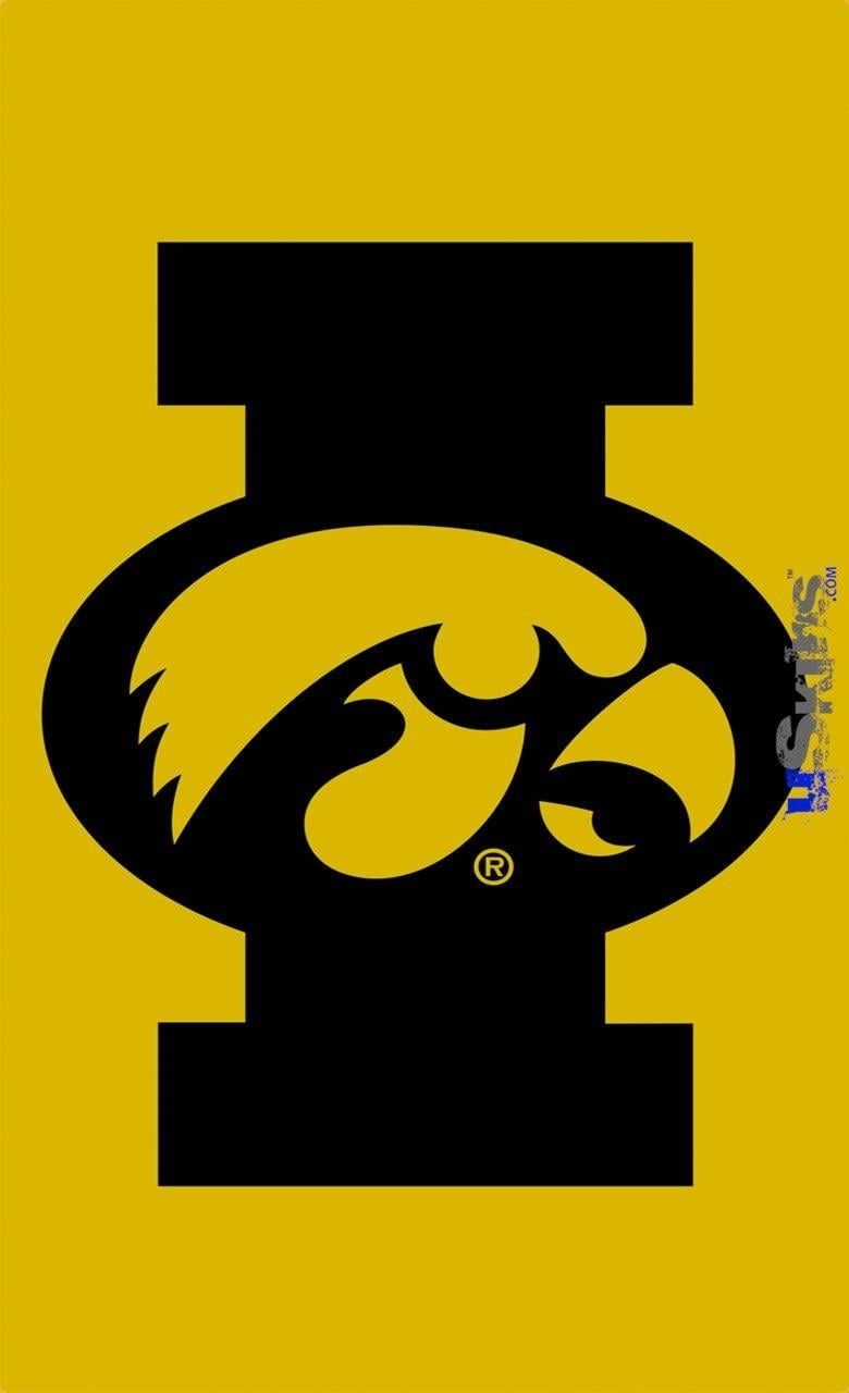 780x1280 Iowa Hawkeyes Tigerhawk Oval 02 Black on Gold Style Skin, Phone