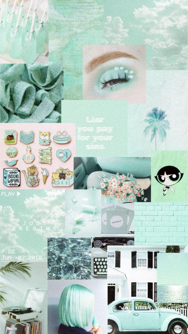 740x1310 Aesthetic Mint Green Background, Phone