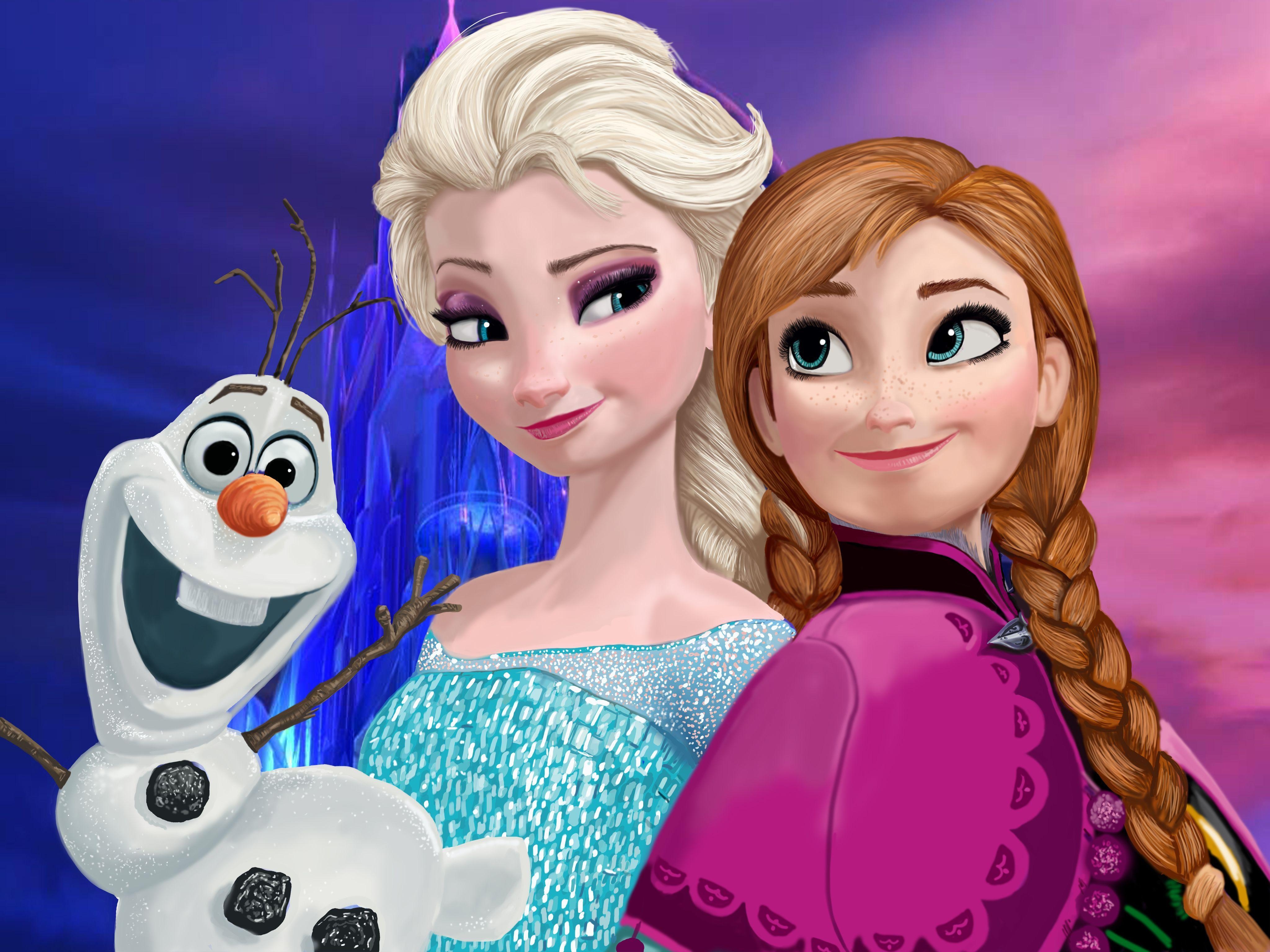 4100x3080 Anna, Elsa, and Olaf smiling 4k Ultra HD Wallpaper. Background, Desktop