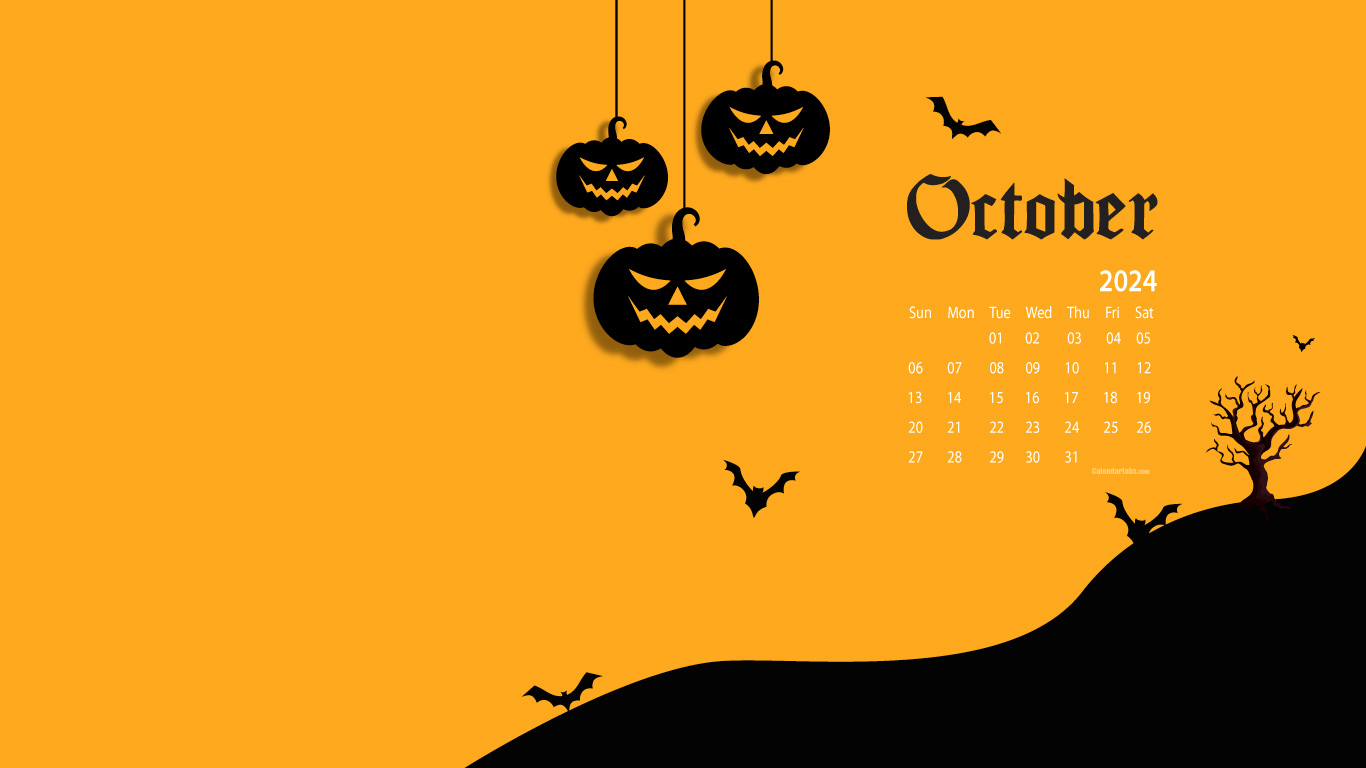 1370x770 October 2024 Desktop Wallpaper Calendar, Desktop