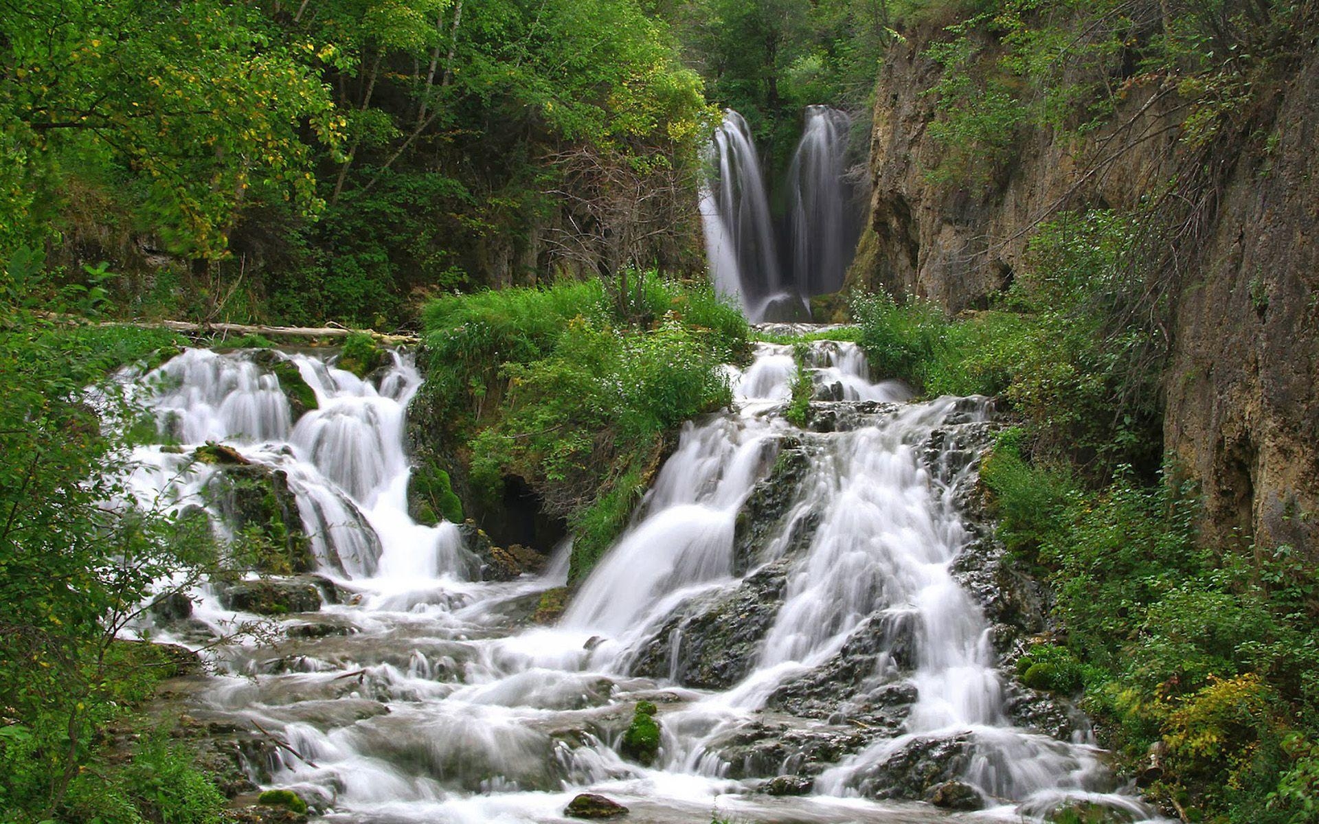 1920x1200 Cascading Waterfall In The Black Hills National Forest Of South, Desktop