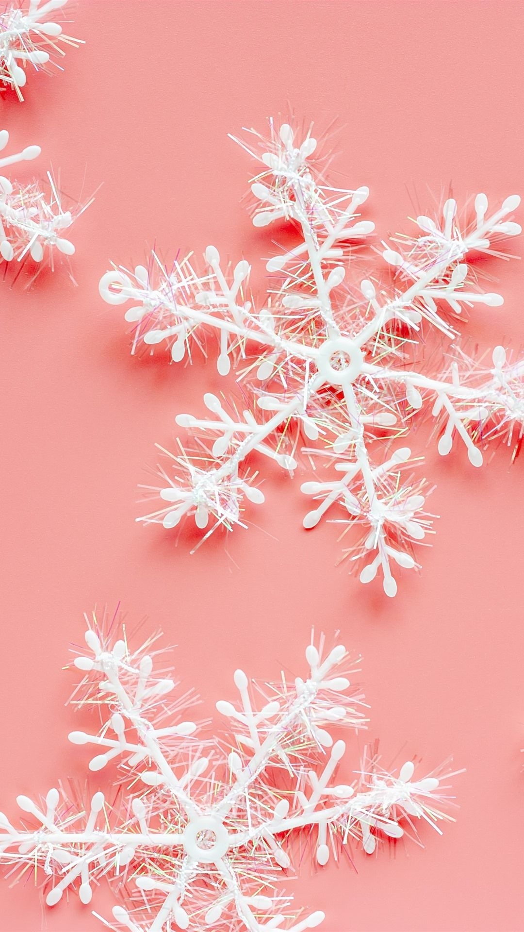 1080x1920 Snowflakes, Pink Background, Decoration 1242x2688 IPhone 11 Pro XS Max Wallpaper, Background, Picture, Image, Phone