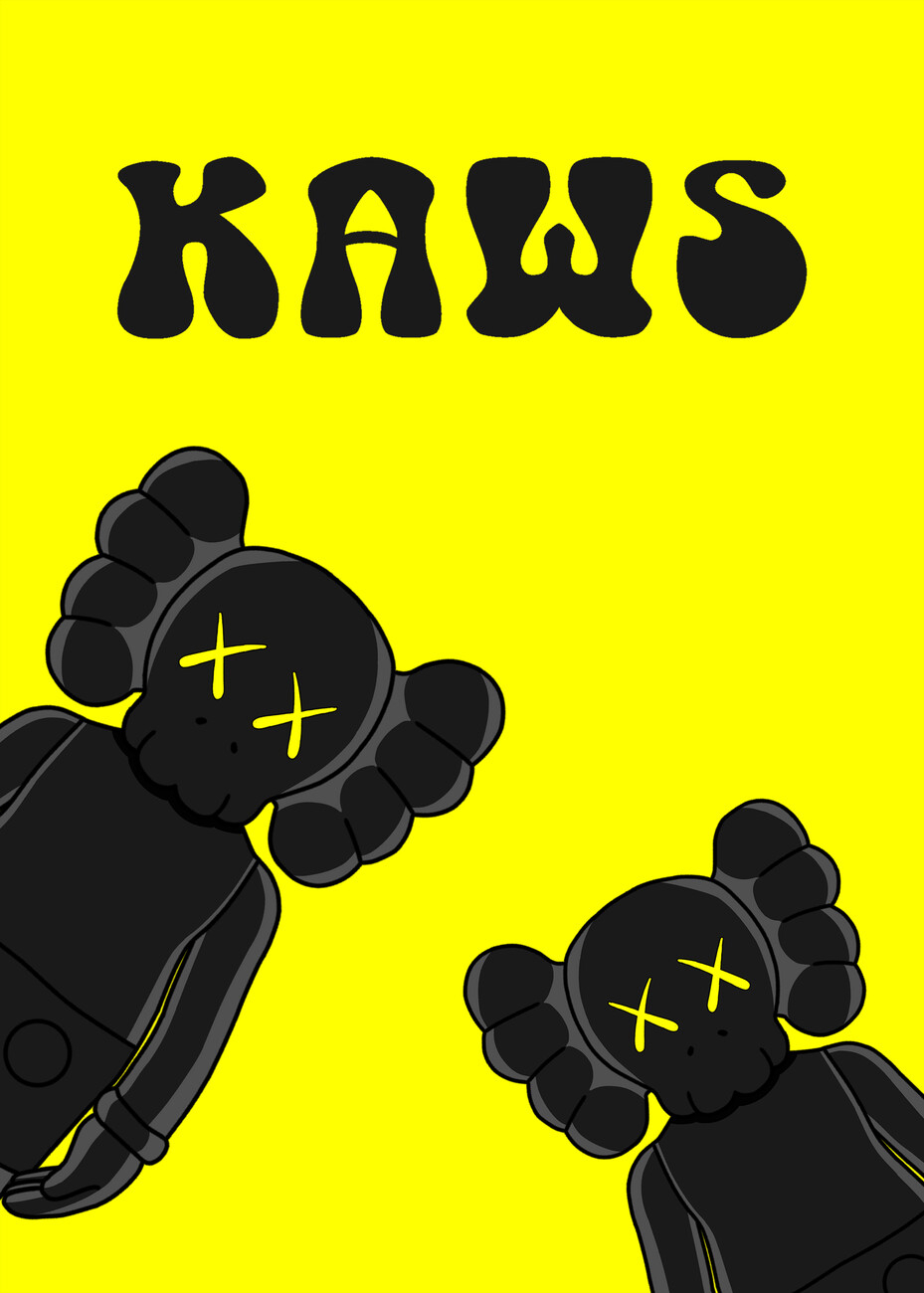 930x1300 Wall Art Print. the black doodle kaws, Phone