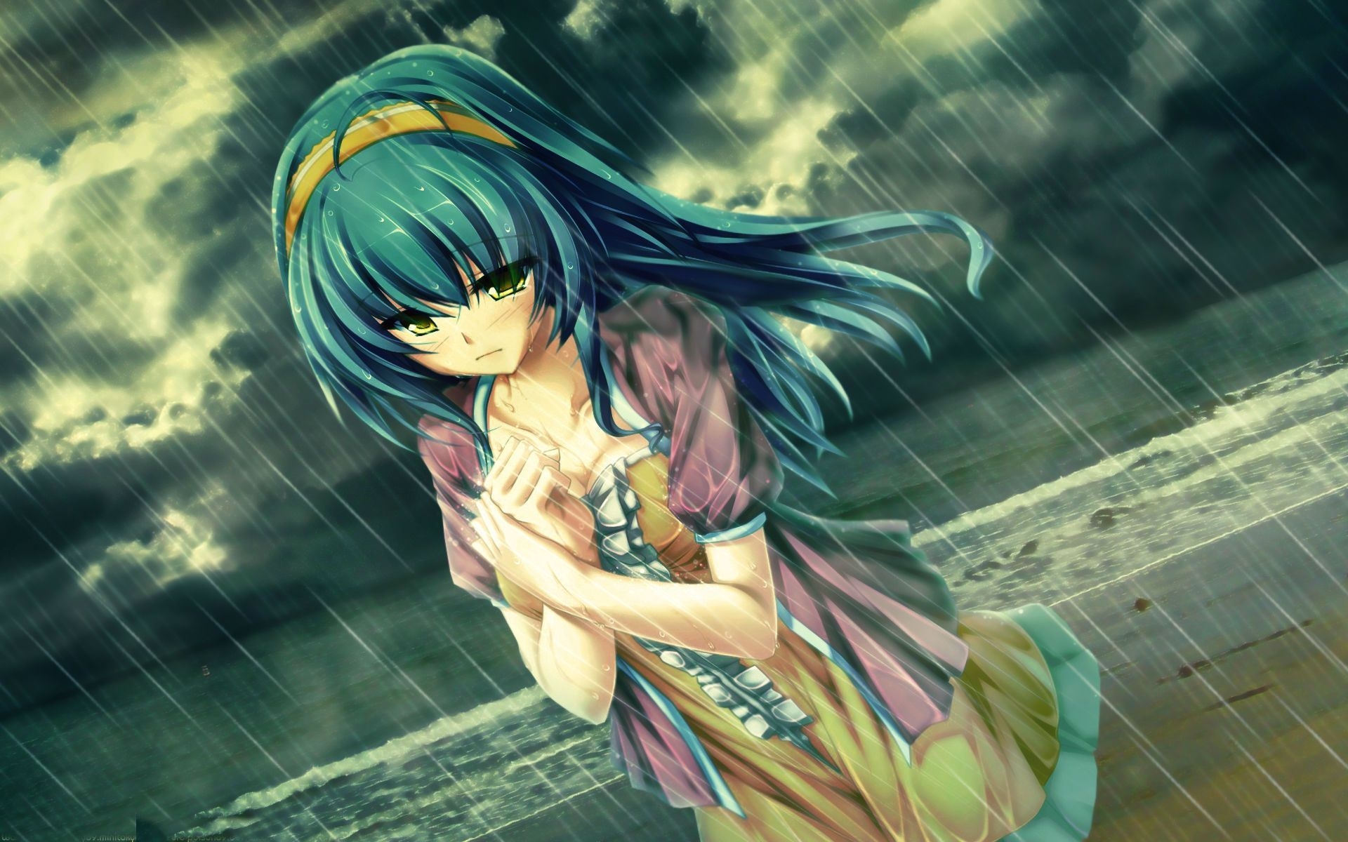 1920x1200 Rain Girl Sad Anime Wallpaper Free Rain Girl Sad Anime Background, Desktop