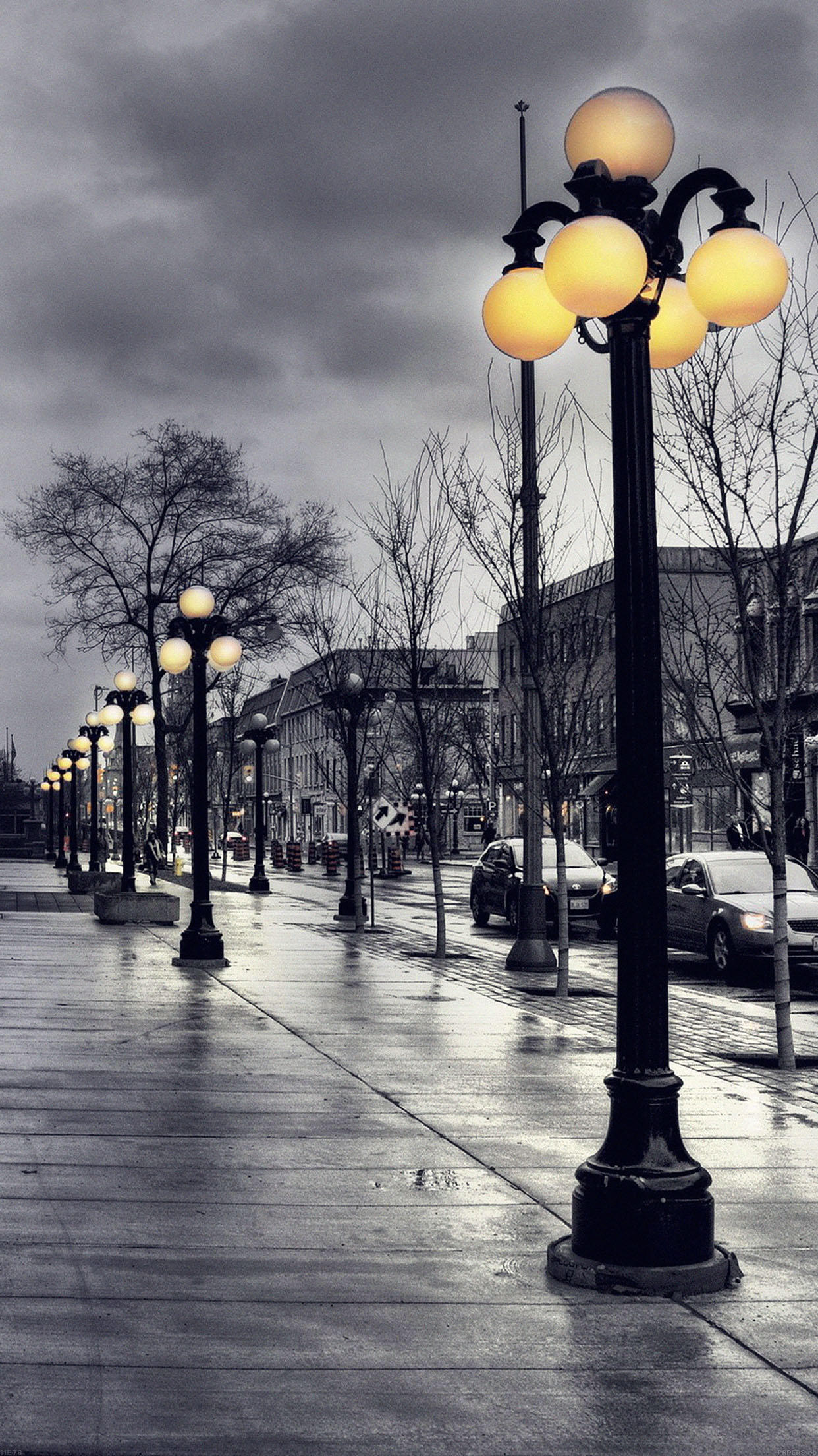 1250x2210 iPhoneXpapers blue street with lamps, Phone