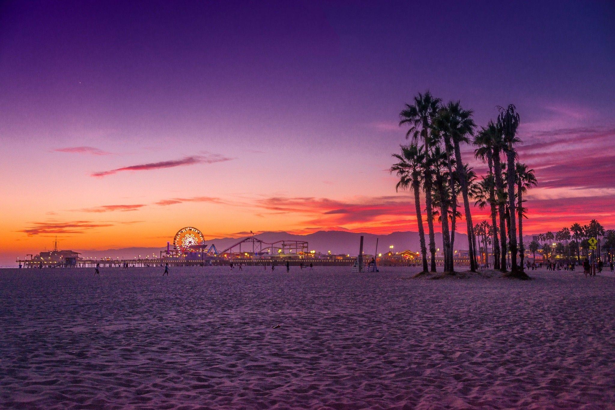 2050x1370 The Pier At Santa Monica At Night wallpaper. nature and landscape, Desktop