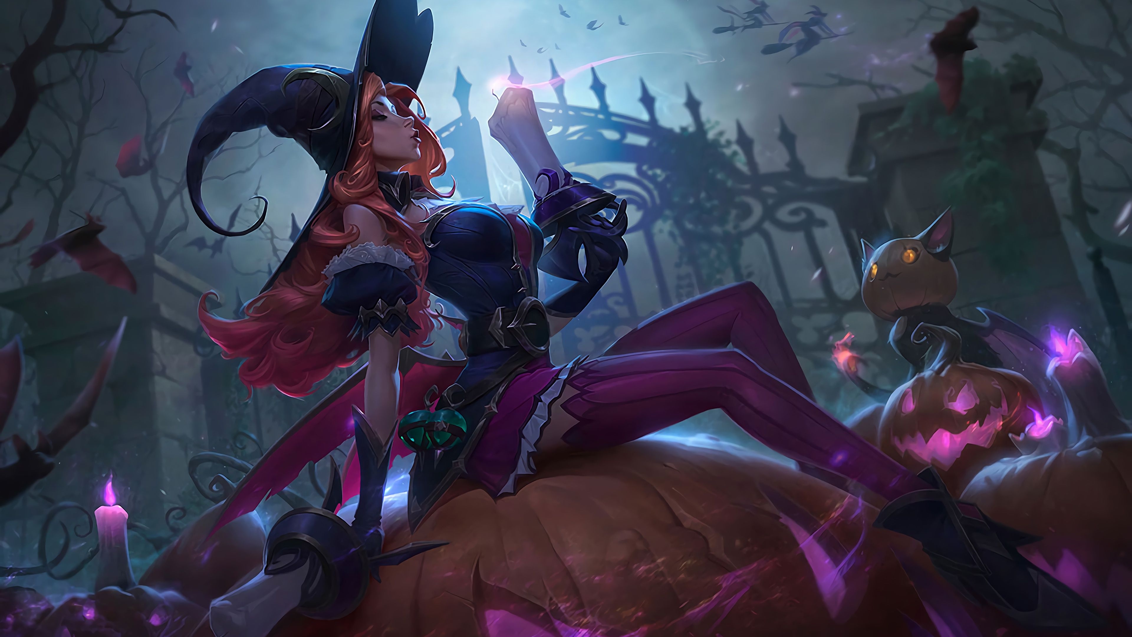 3840x2160 Desktop Wallpaper LOL Miss Fortune Hat Girls Halloween, Desktop