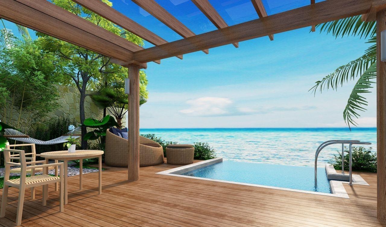 1280x760 Beaches: Table Maldives Villa Tropical Ocean Pool Sheraton Balcony, Desktop