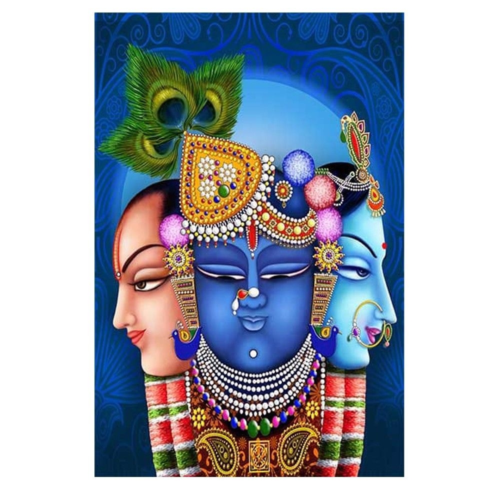 1000x1000 Shrinathji, Canvas, Vinyl, Art Print, Hindu God, Indian, Ethnic, Vintage, Religious, Spiritual, Poster, Wall Art, Painting, Pichwai, Nathdwara Paintings JDAPR 00006787, Phone