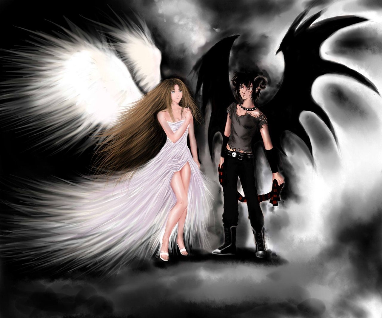 1280x1070 Angel and Demon Anime Wallpaper Free Angel and Demon Anime Background, Desktop