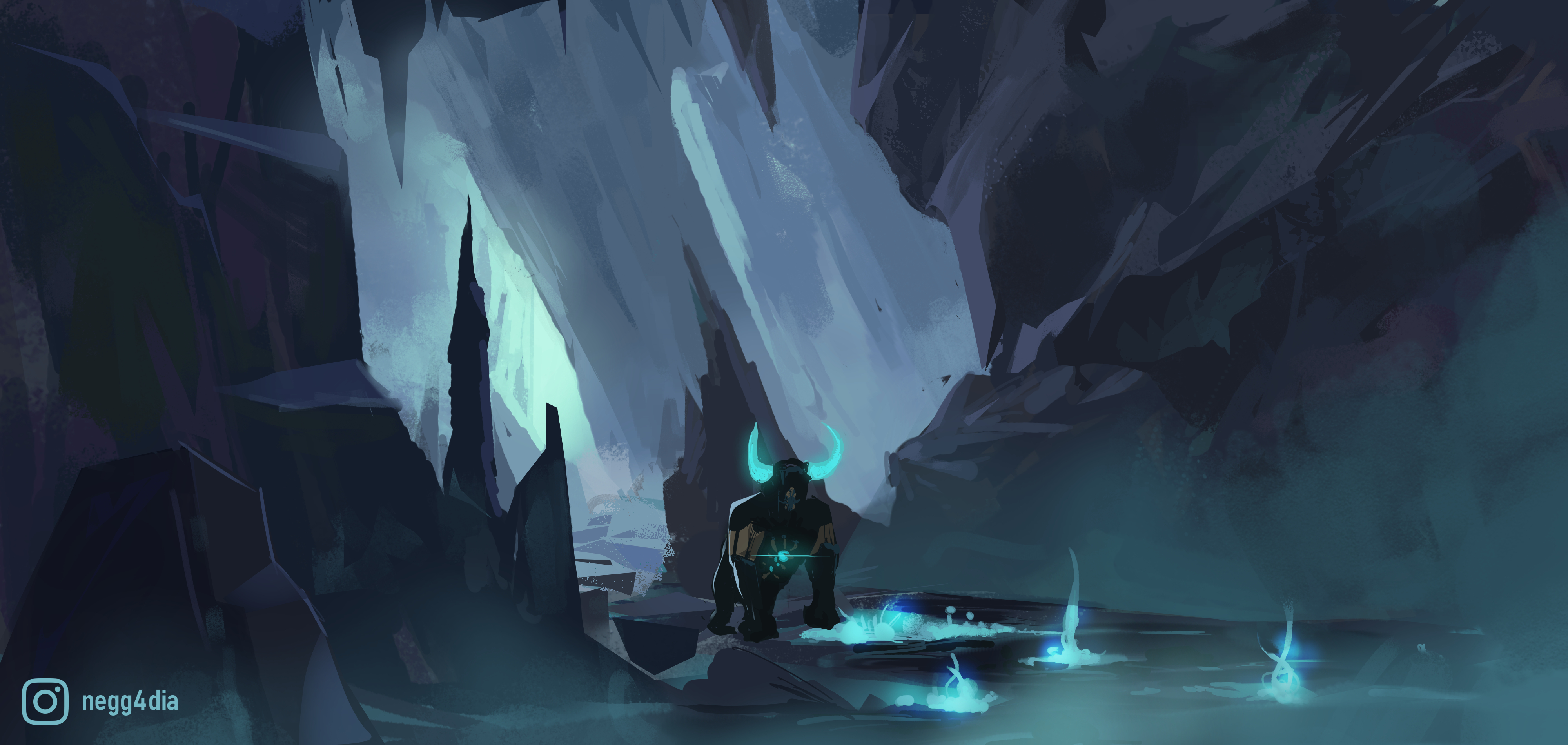 4000x1900 Made some Warden fanart in one of the new caves! Wasn't as fast as all the other amazing artists here, but I'm still very happy with this :), Dual Screen