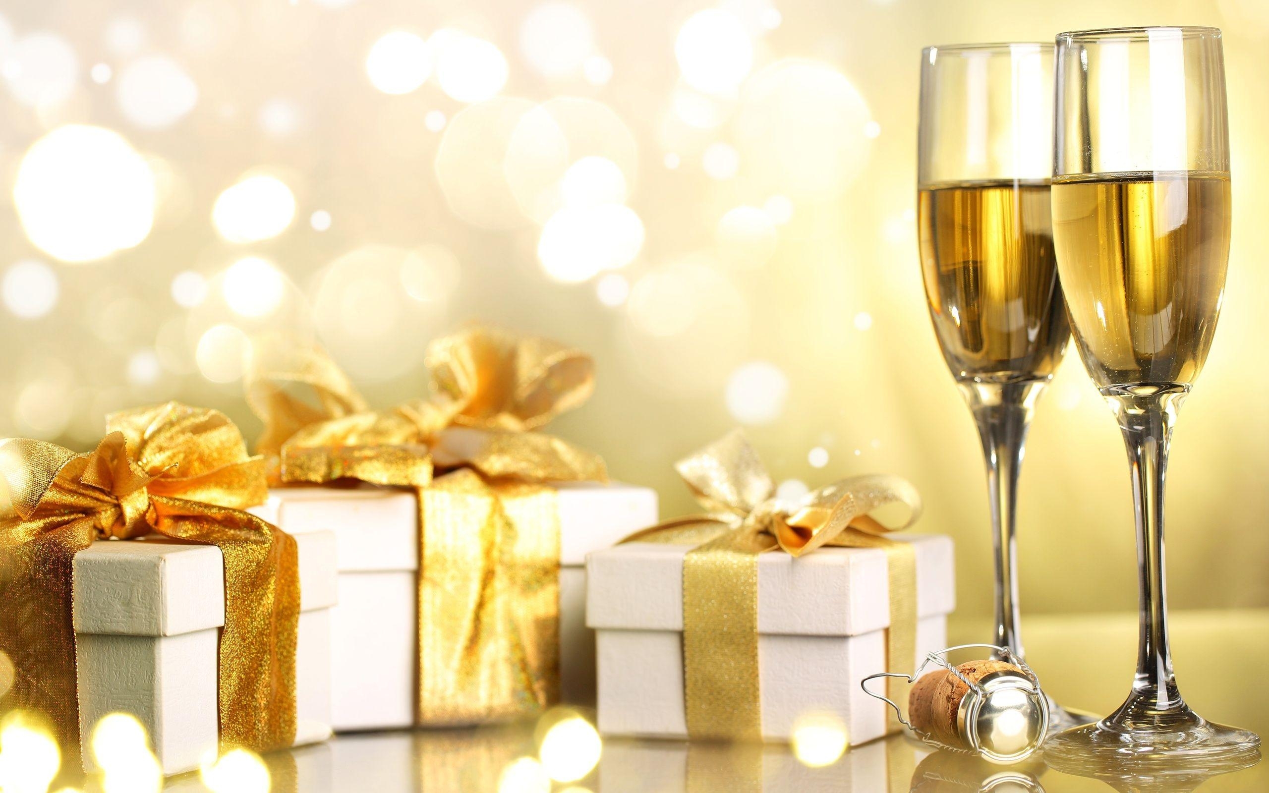 2560x1600 Boxes, Merry Christmas, Champagne, Happy New Year, Desktop