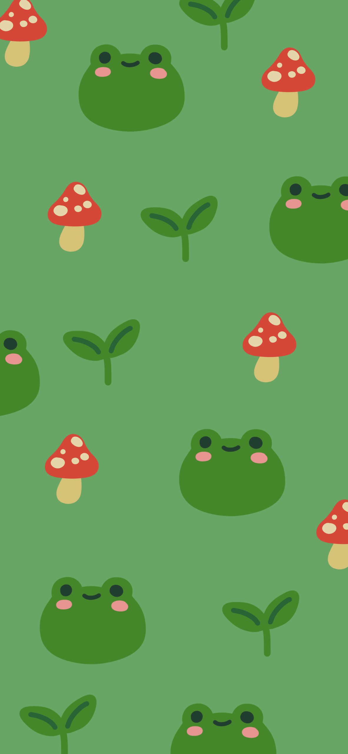 1190x2560 Kawaii Frog & Mushroom Green Wallpaper Frog Wallpaper, Phone